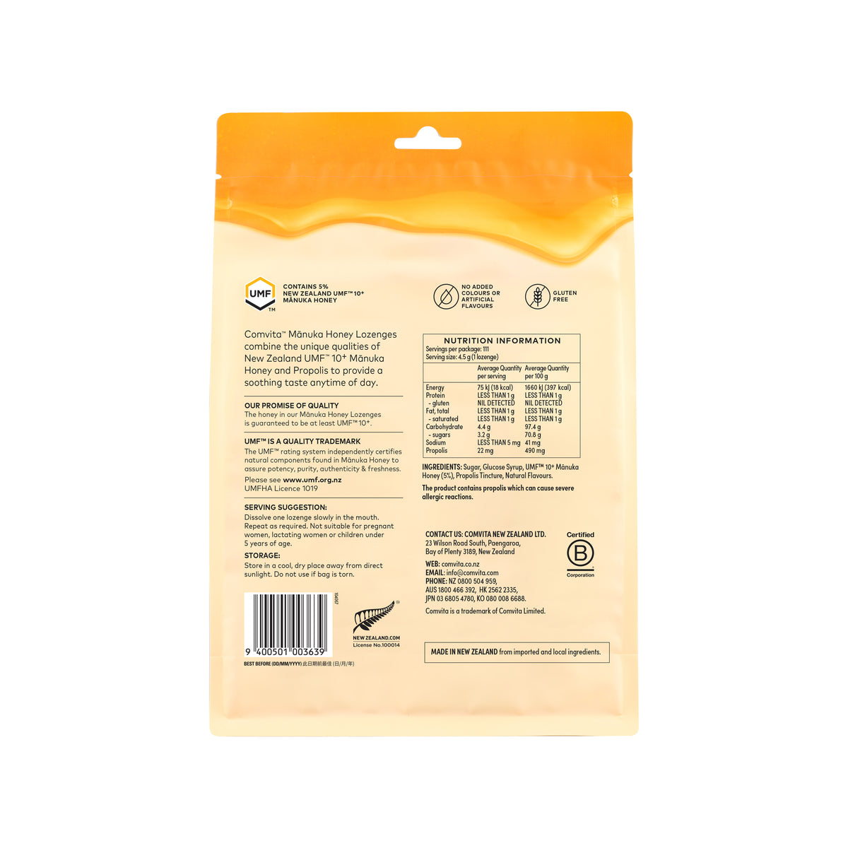 Comvita Manuka Honey Lozenges Lemon 500g