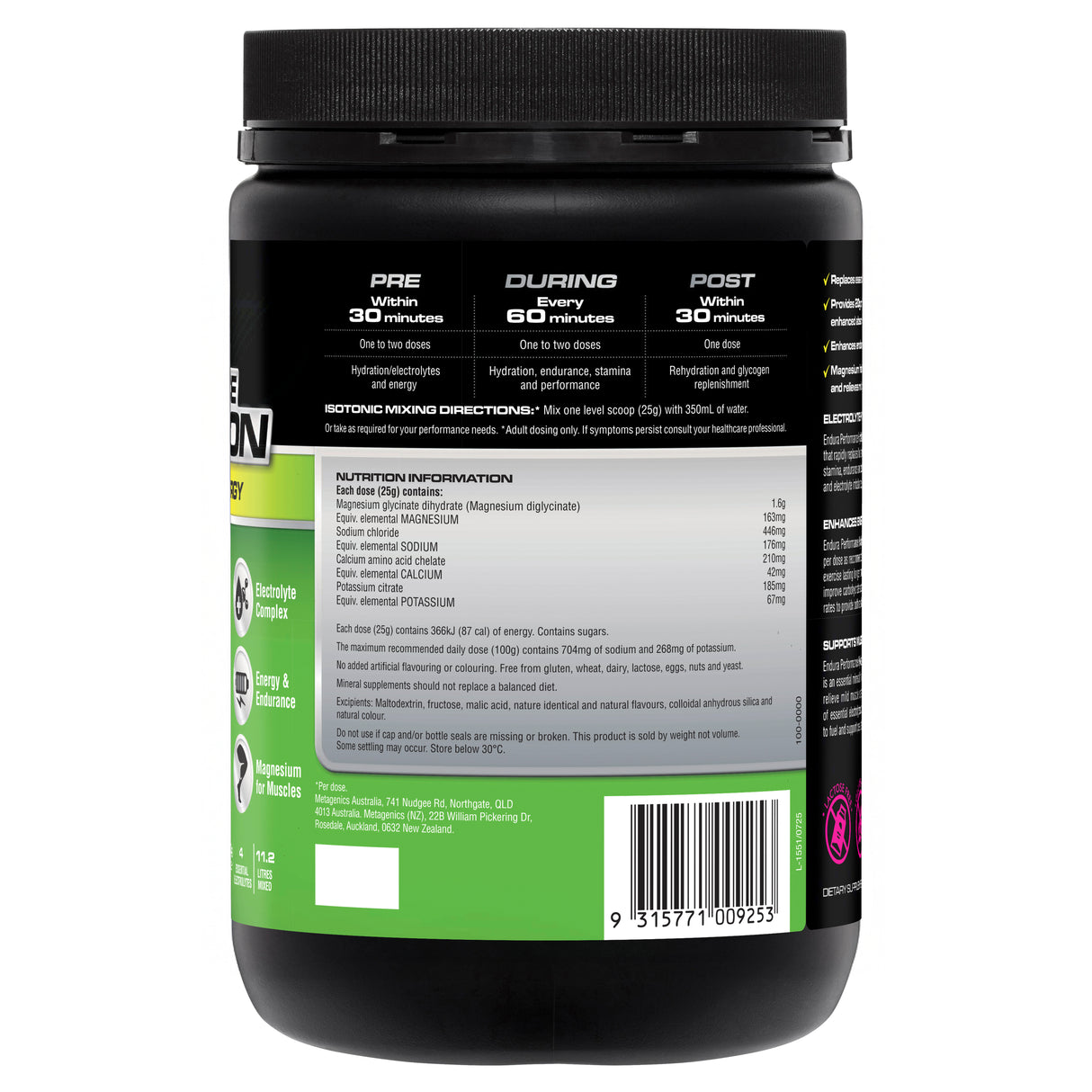 Endura Performance Hydration Lemon Lime 800g