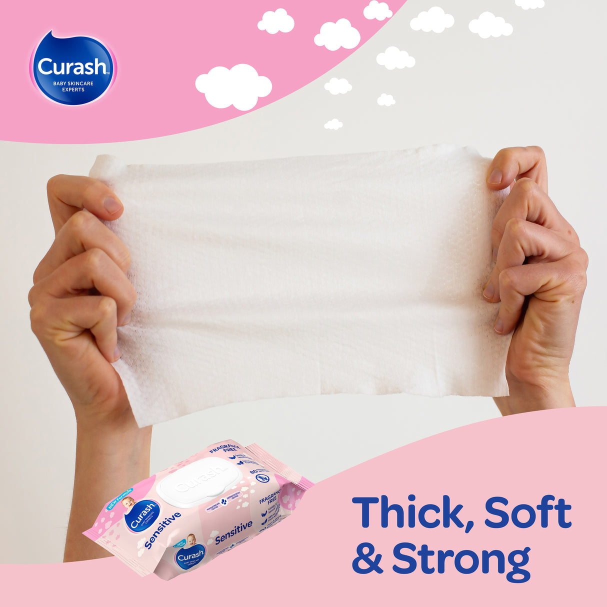 Curash Fragrance Free Baby Wipes 6x80 Pack