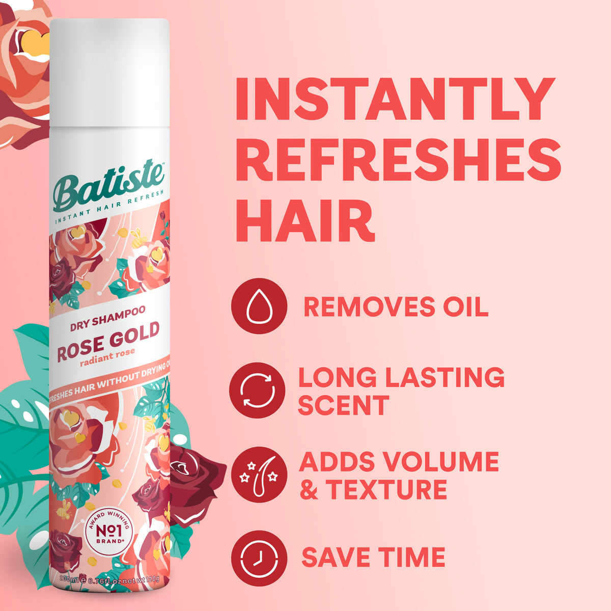 BATISTE Dry Shampoo Rose Gold 350ml