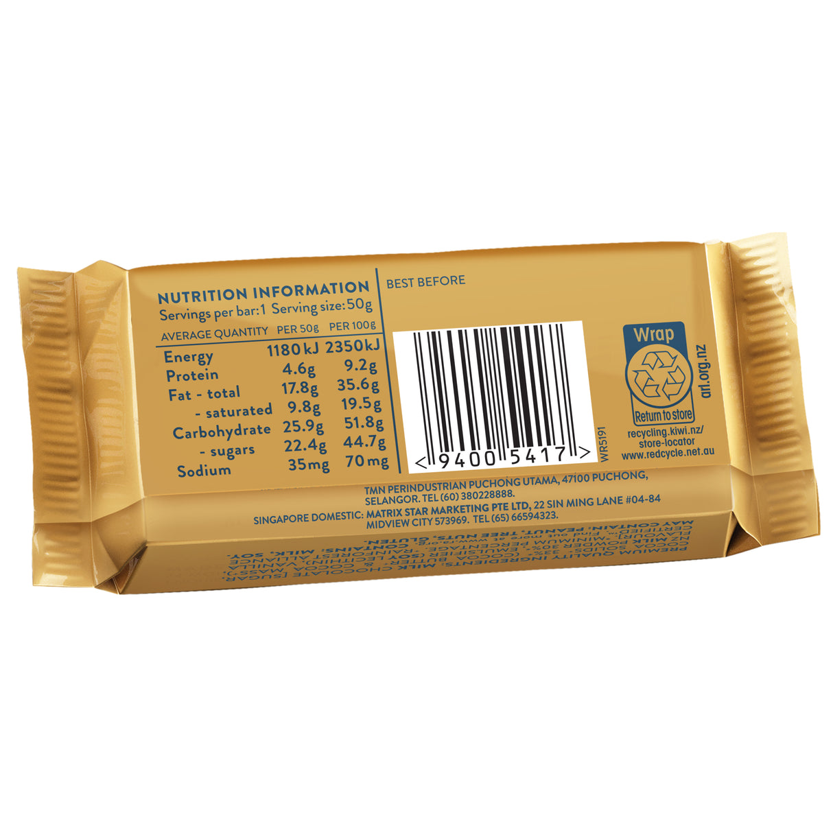 Whittaker's Creamy Milk Chocolate Slab 50 g 33% Cocoa