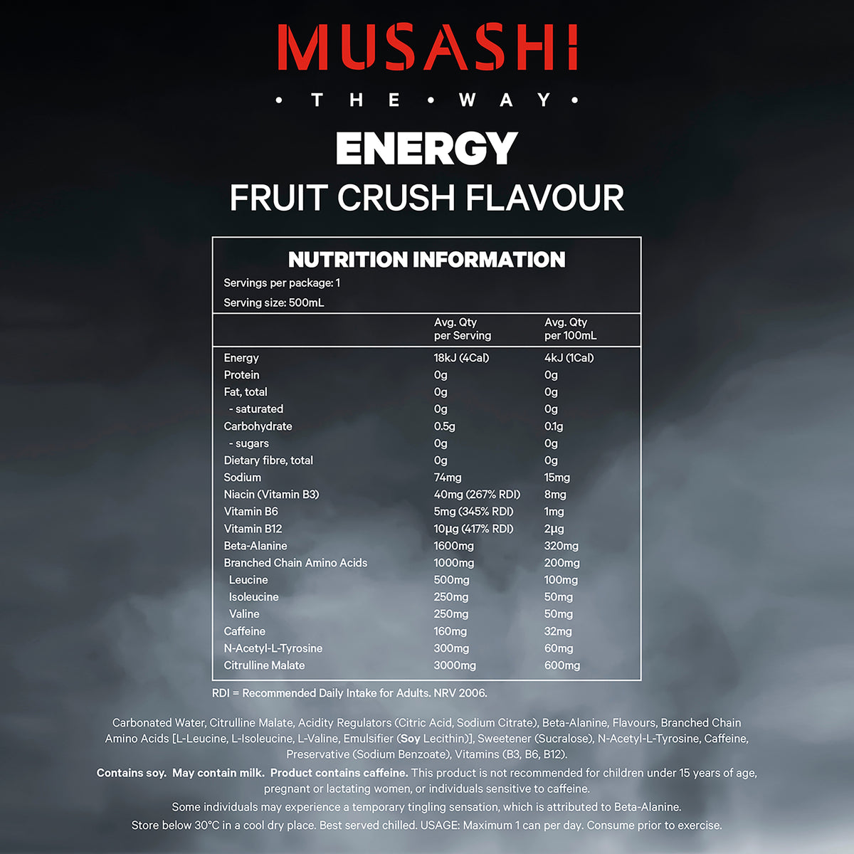 Musashi Energy Drink Fruit Crush 500 mL