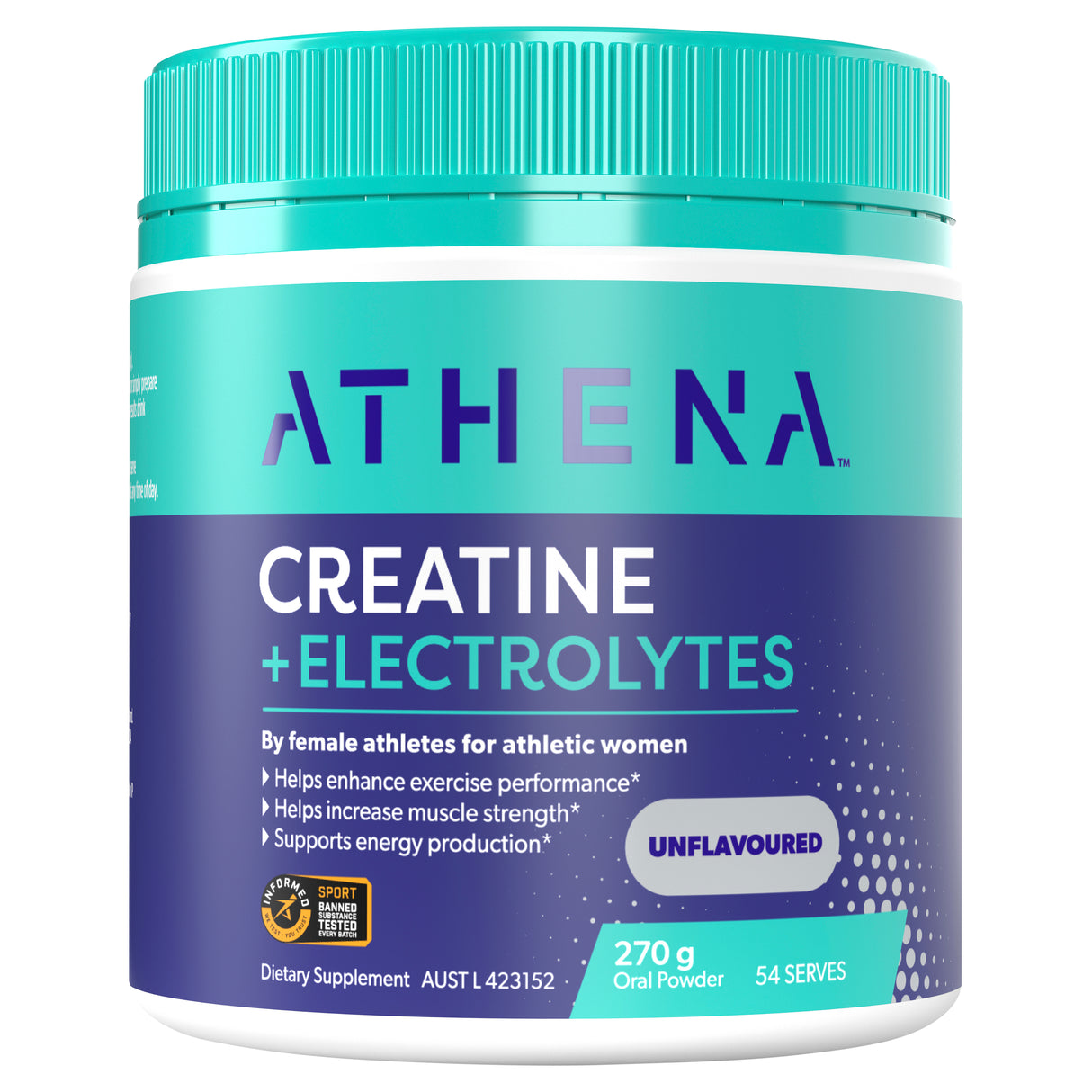 Athena Creatine + Electrolytes Unflavoured 270g powder