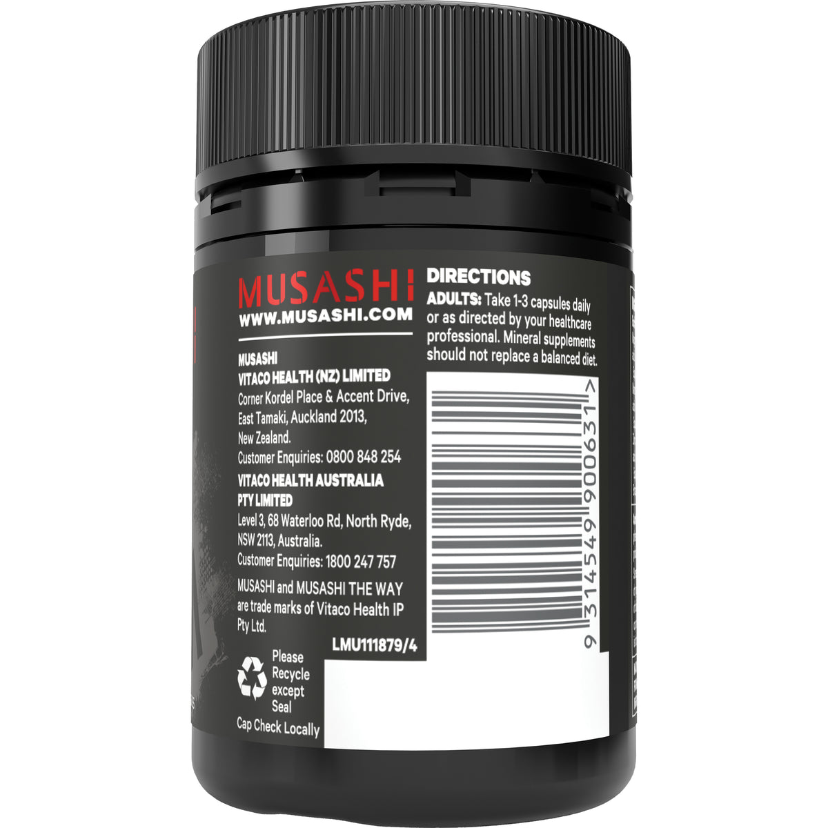 Musashi ZMA+ 60 Capsules