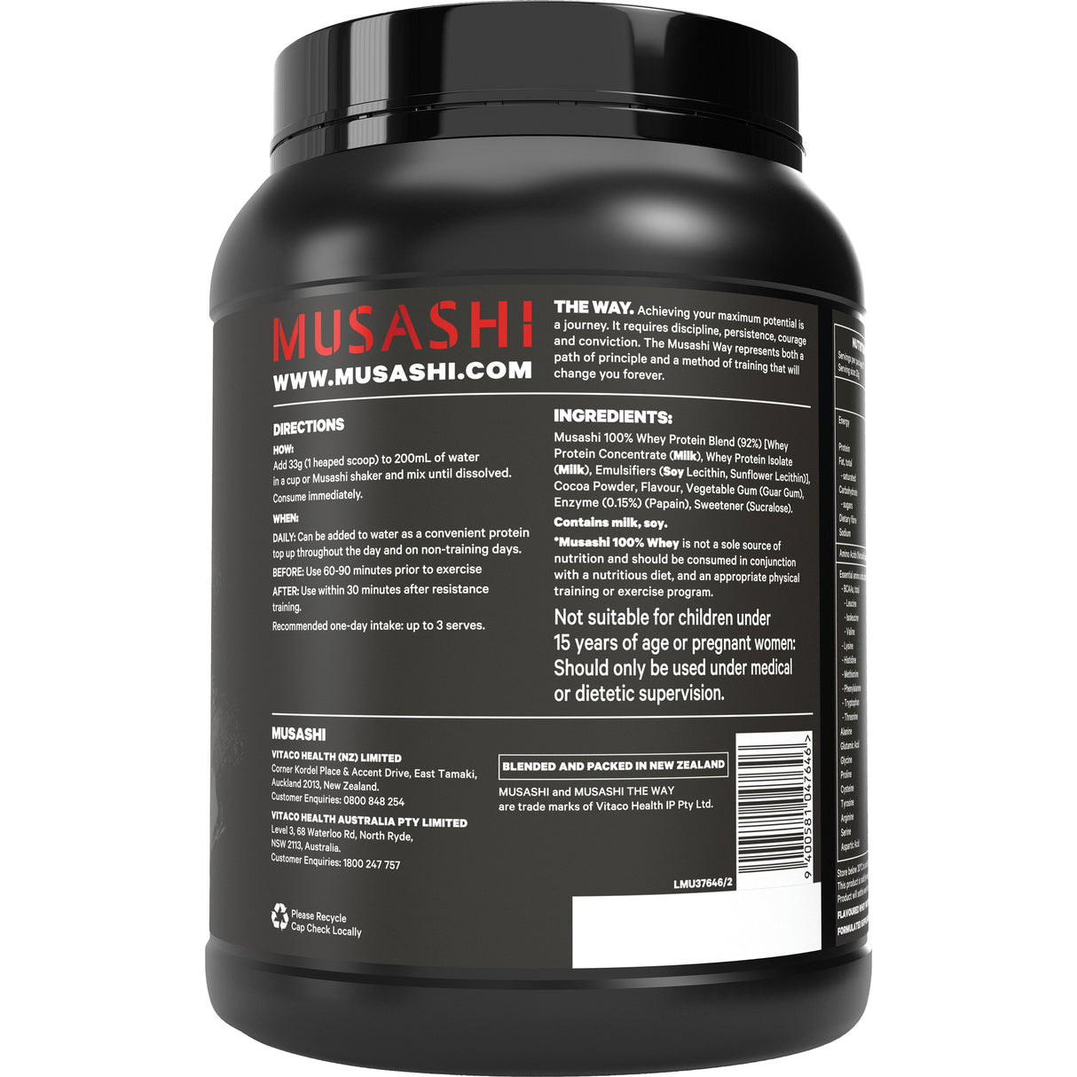 Musashi 100% Whey Protein Chocolate Milkshake 900 g