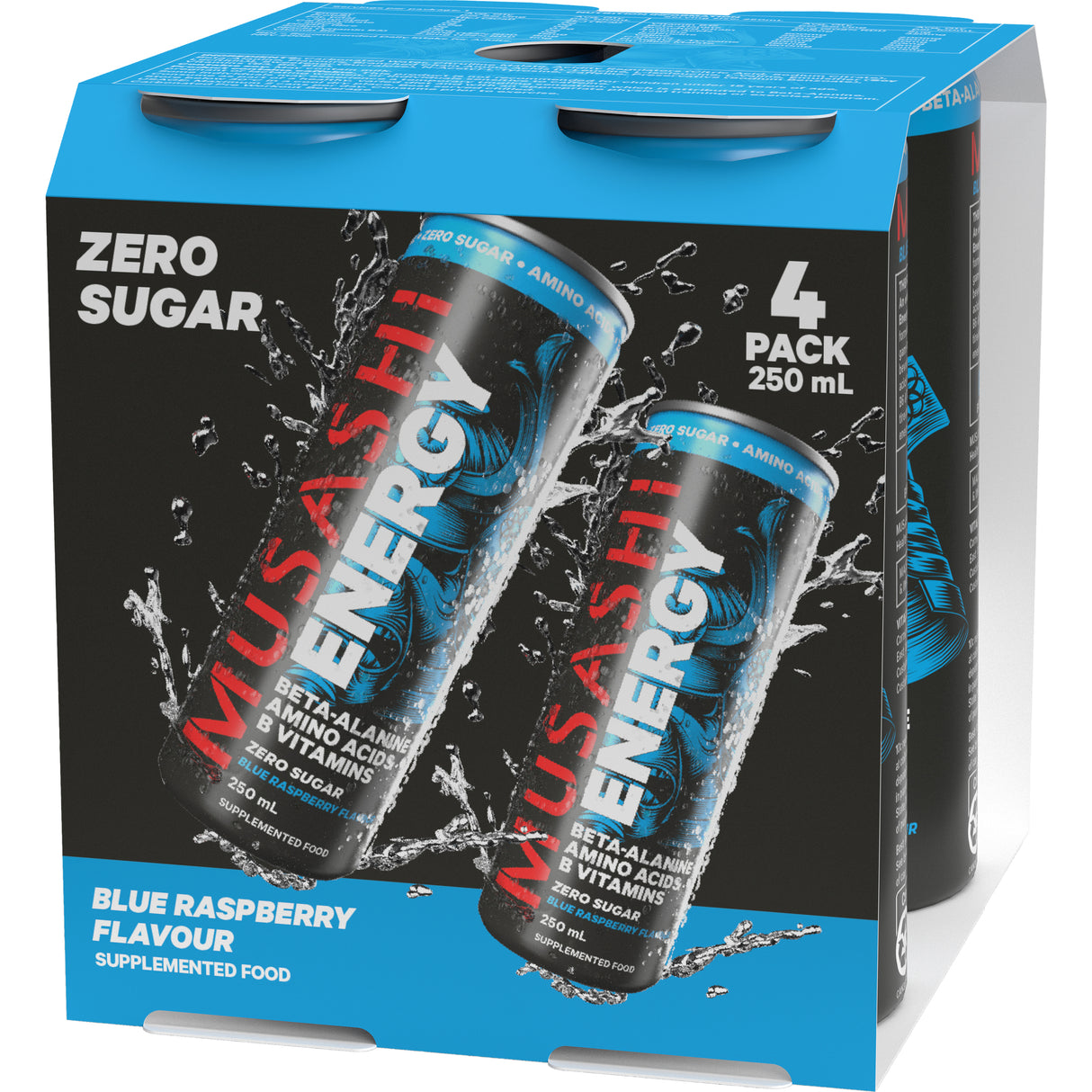 Musashi Energy Drink Blue Raspberry 4x250ml