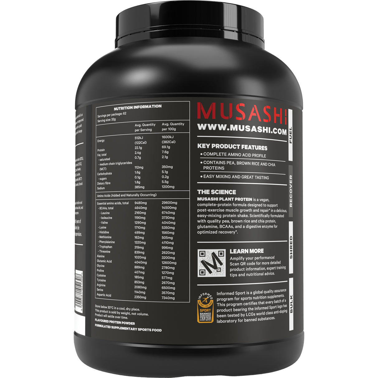 MUSASHI Plant Protein Choc. 2kg