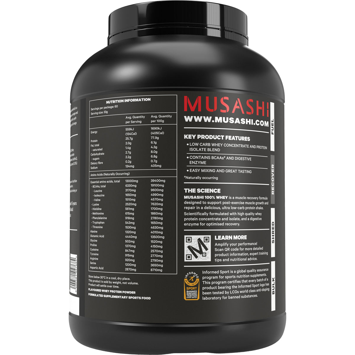 Musashi 100% Whey Protein Shake Vanilla 2kg