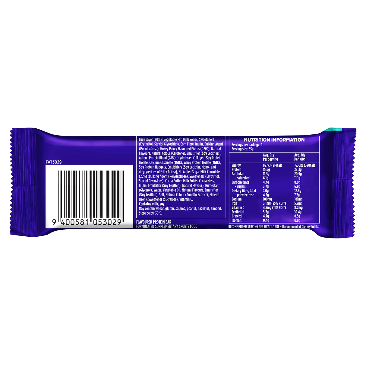 Athena Luxe Protein + Iron Hokey Pokey 55g bar