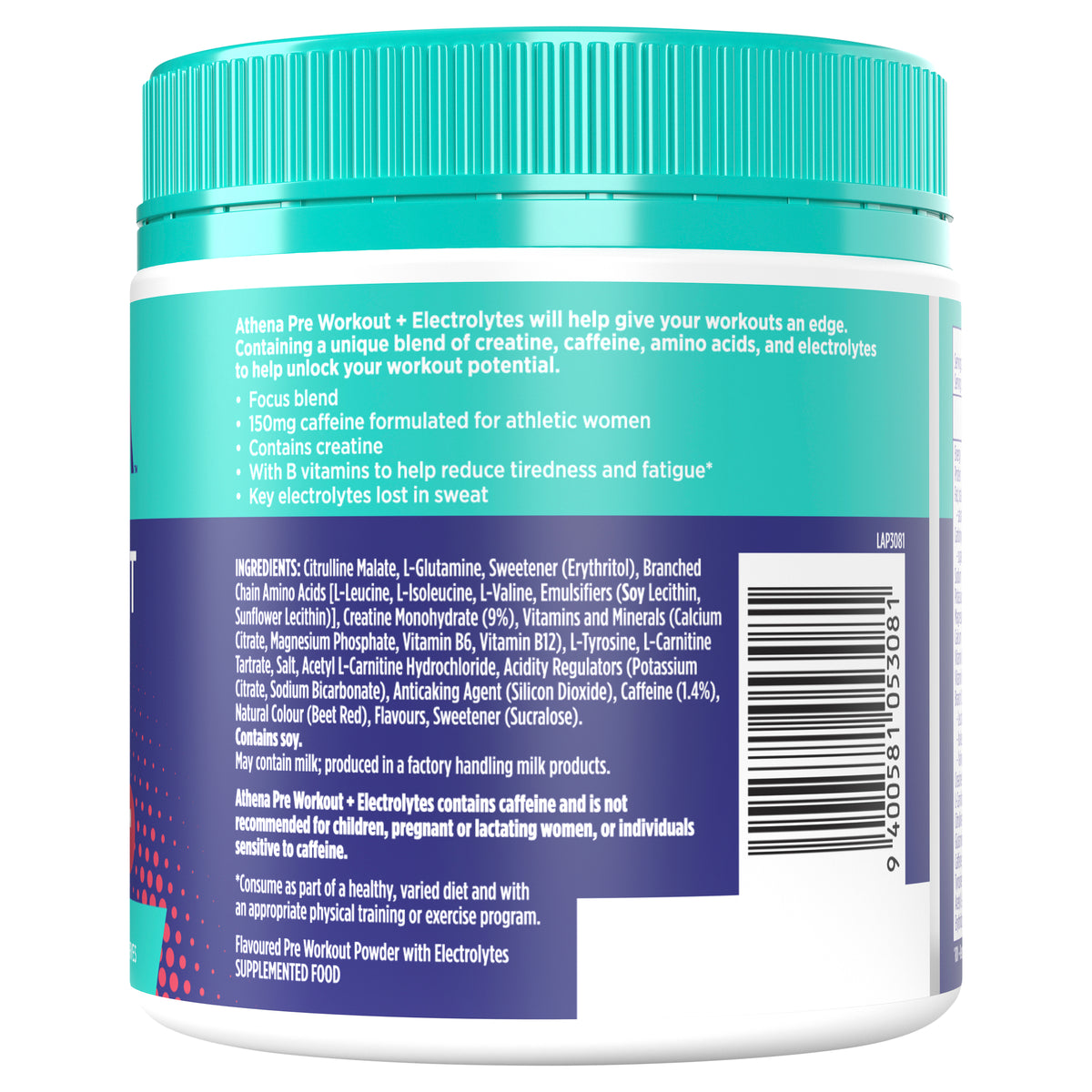 Athena Pre Workout + Electrolytes Watermelon 275g powder