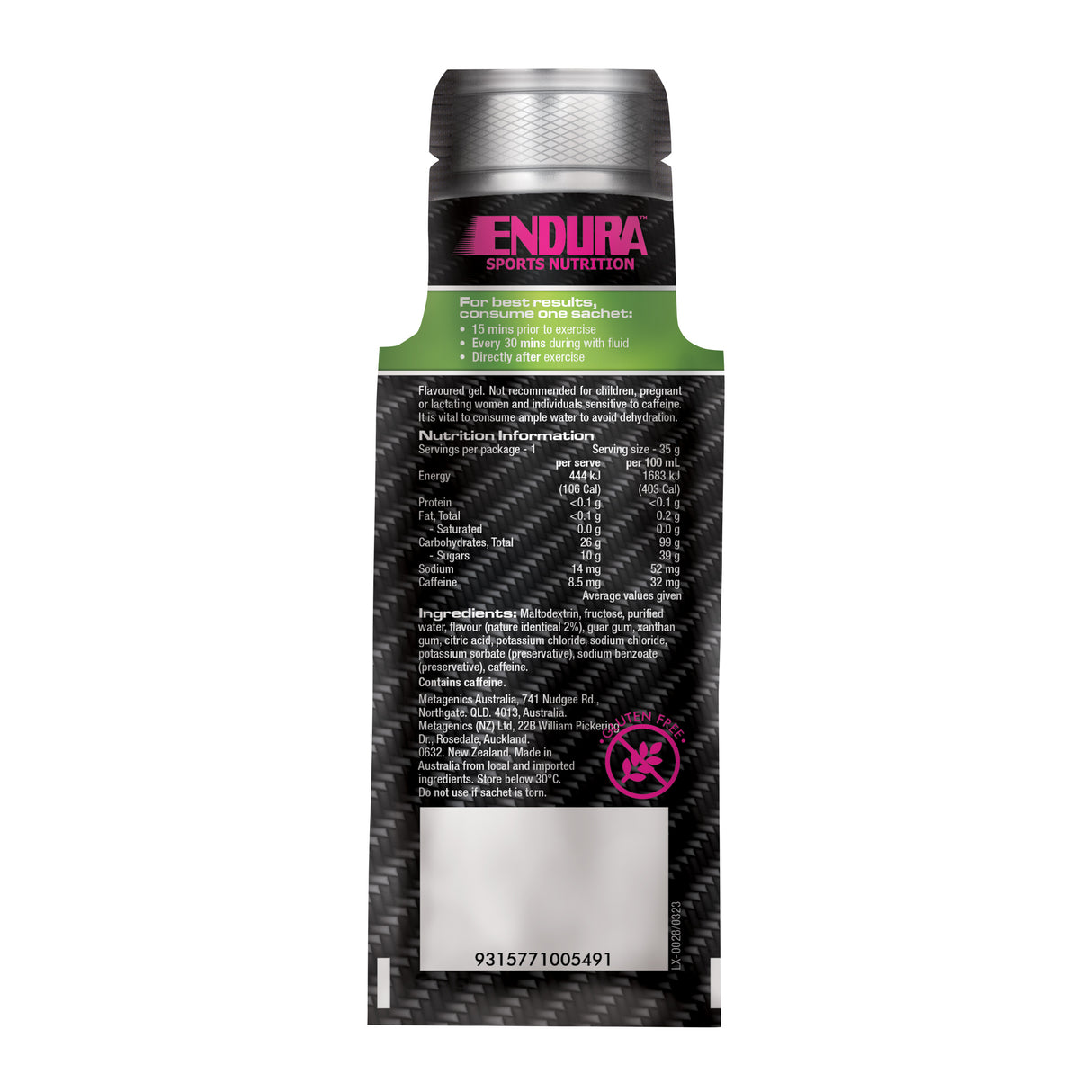 Endura Sports Energy Gel Citrus 35g Sachet