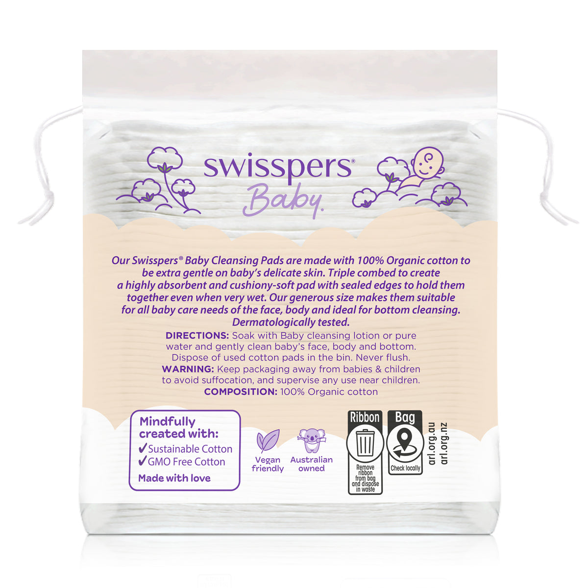 Swisspers Baby Organic Cotton Pads 40pk