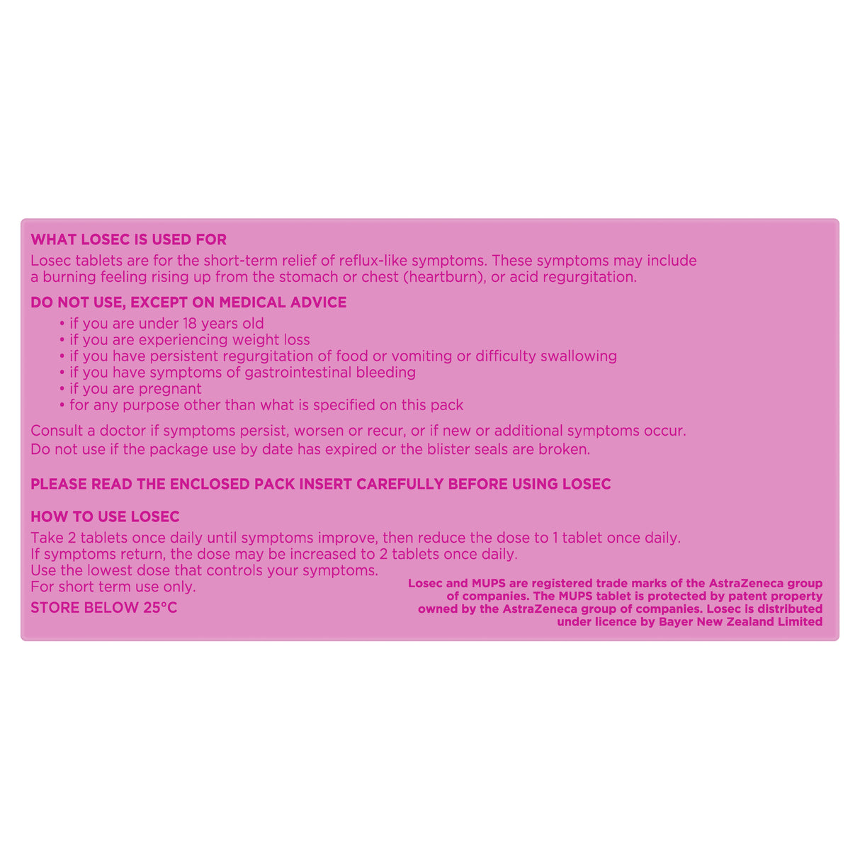 Losec Omeprazole Heartburn and Acid Reflux Tablets 14 Pack