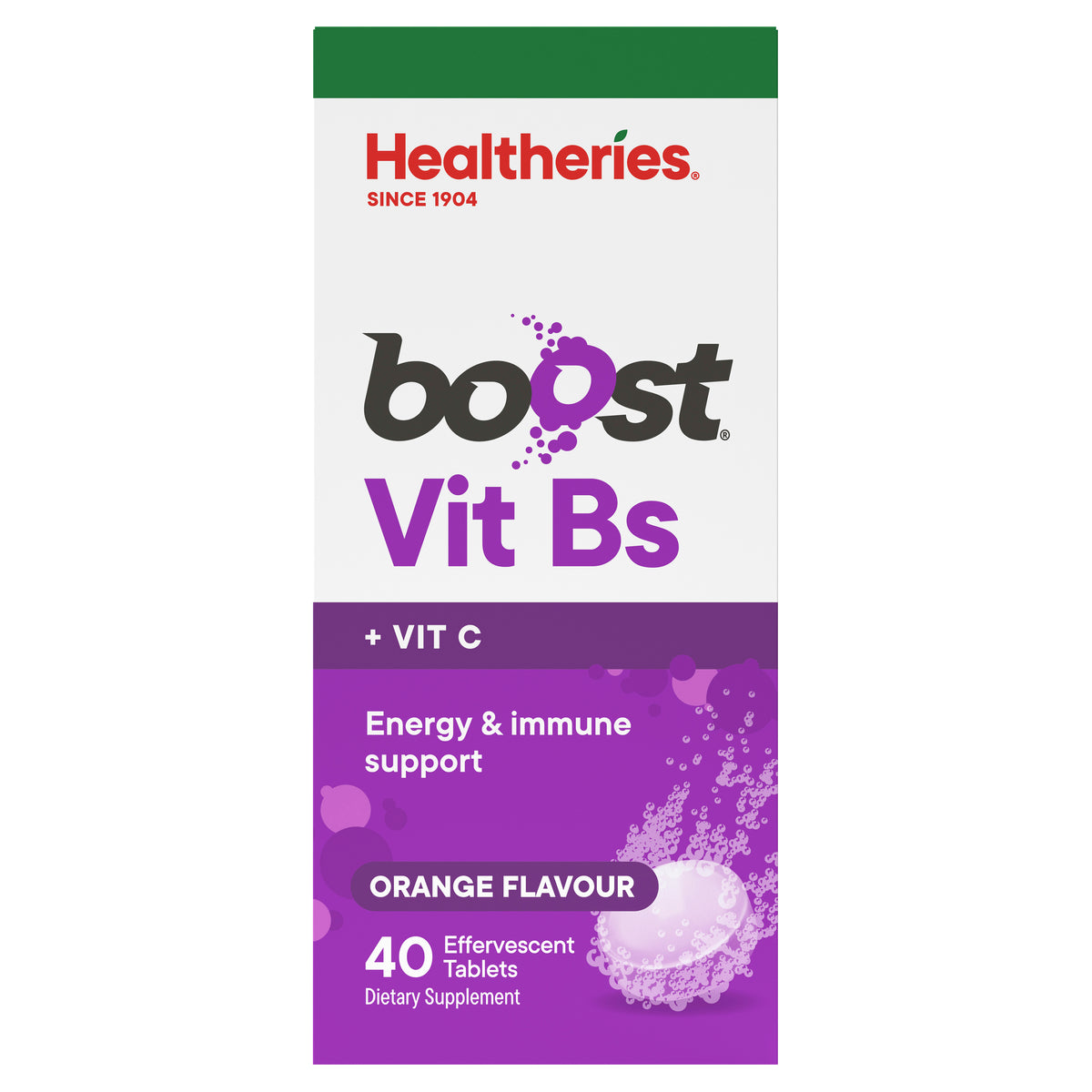 Healtheries Boost Effervescent Vitamin Bs Orange 2x20s