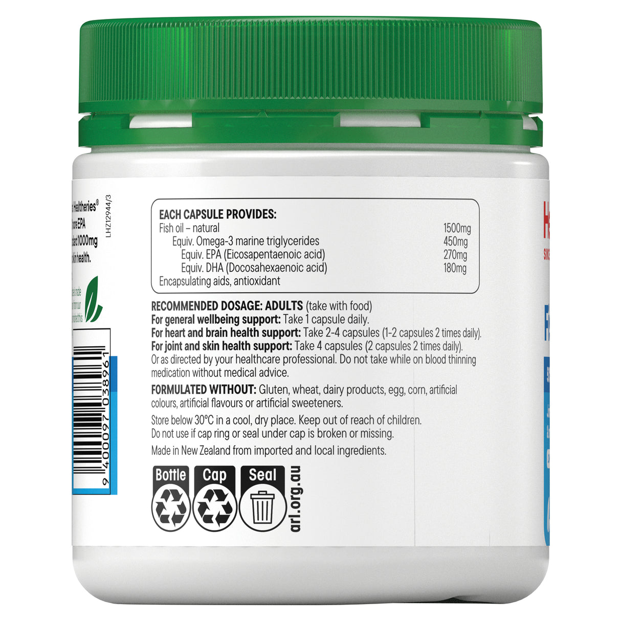 Healtheries Fish Oil 1500mg w Omega 3 150 Capsules