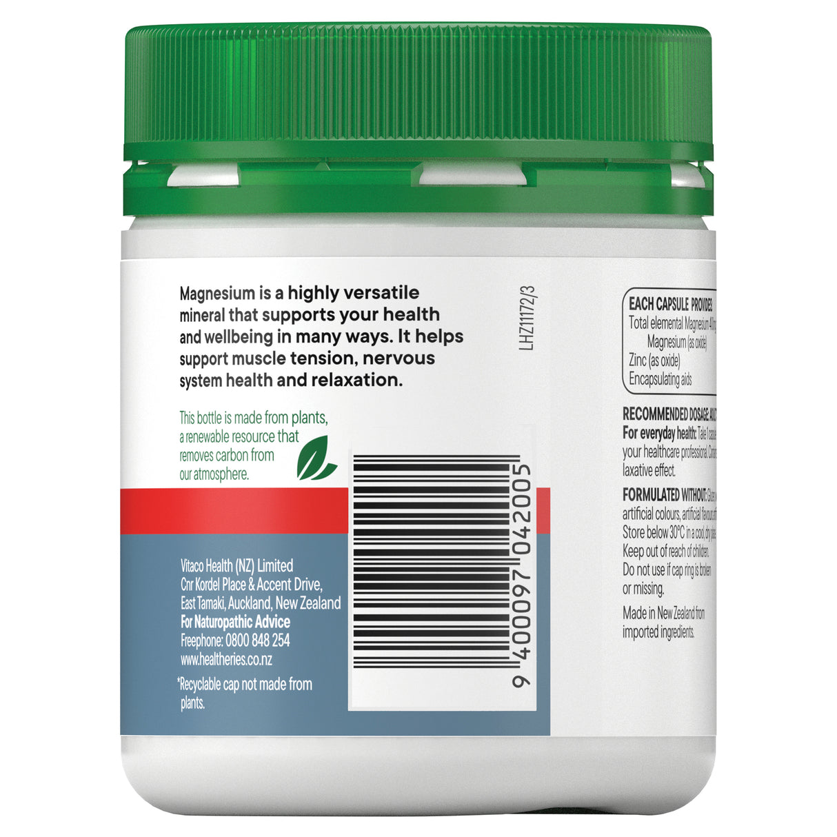Healtheries Magnesium 400mg High Strength 1-a-day 120 Capsules