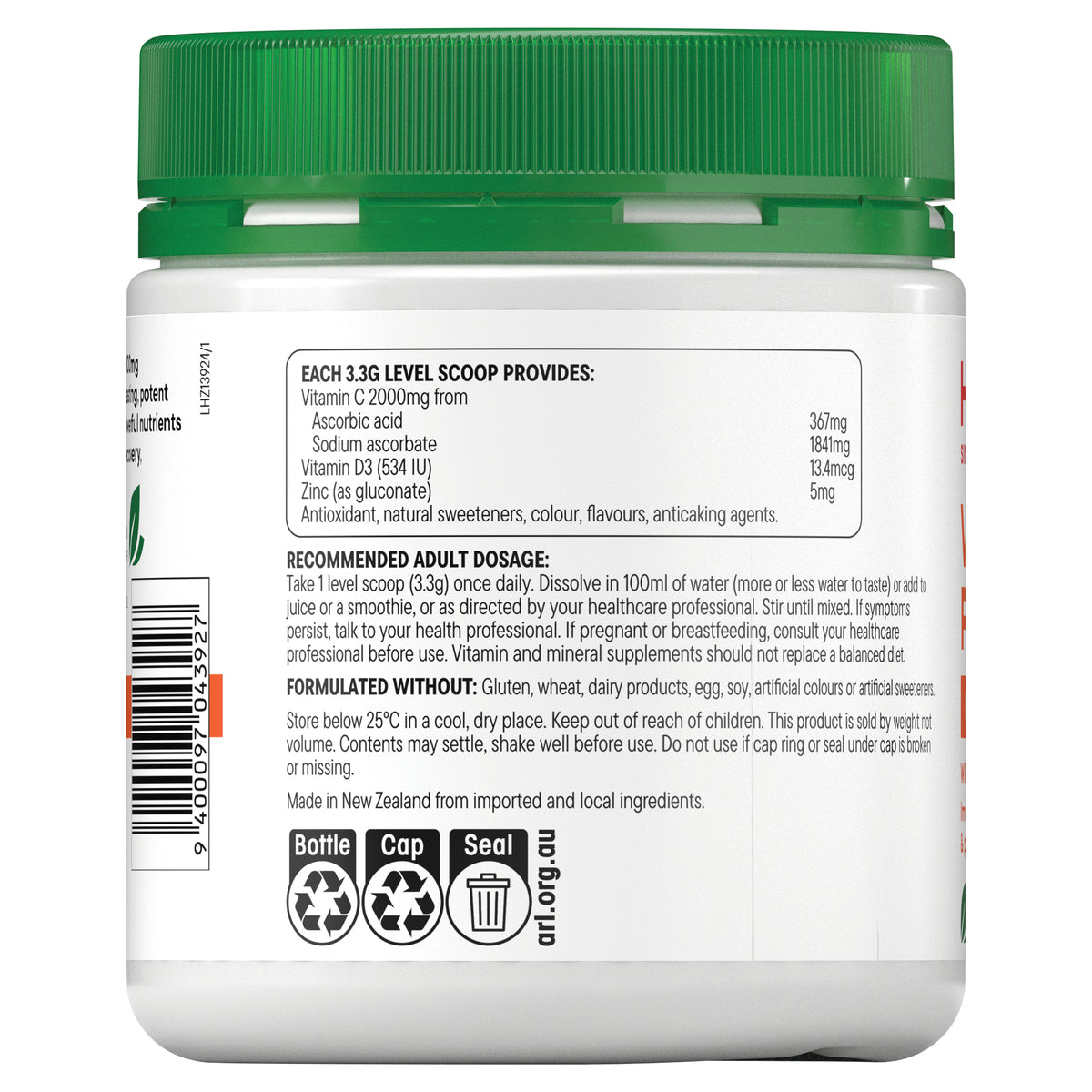 Healtheries High Strength Vitamin C 2000mg Powder 250g