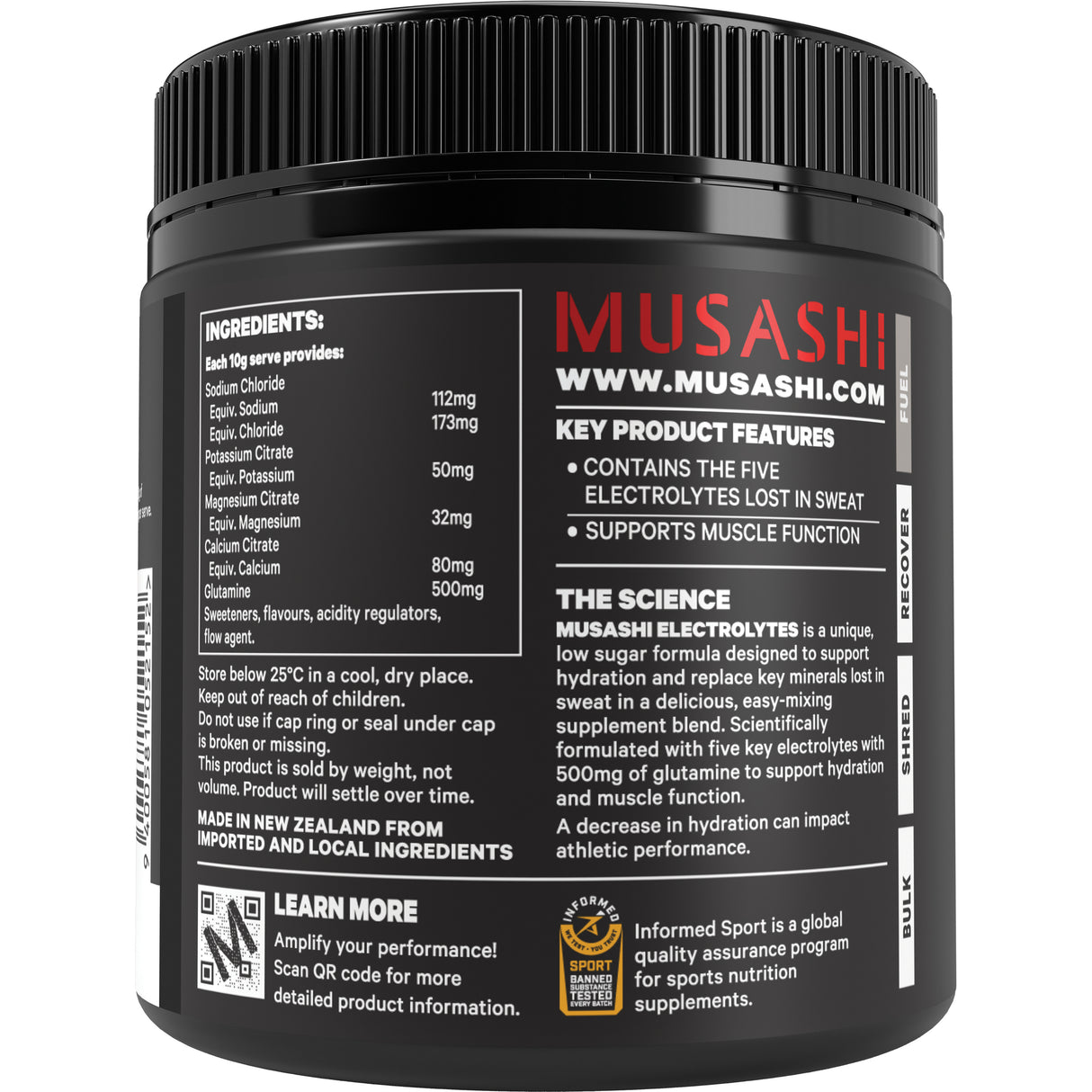 Musashi Electrolyte Powder Blue Raspberry 300g