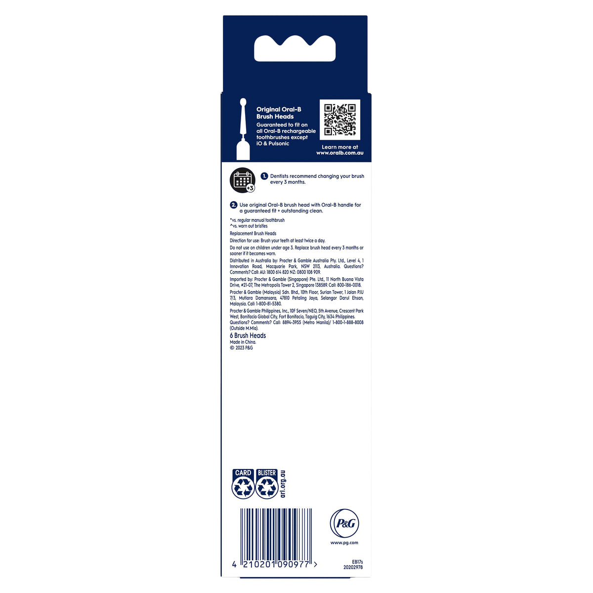 Oral-B Sensitive Clean Electric Toothbrush Heads White 6pk