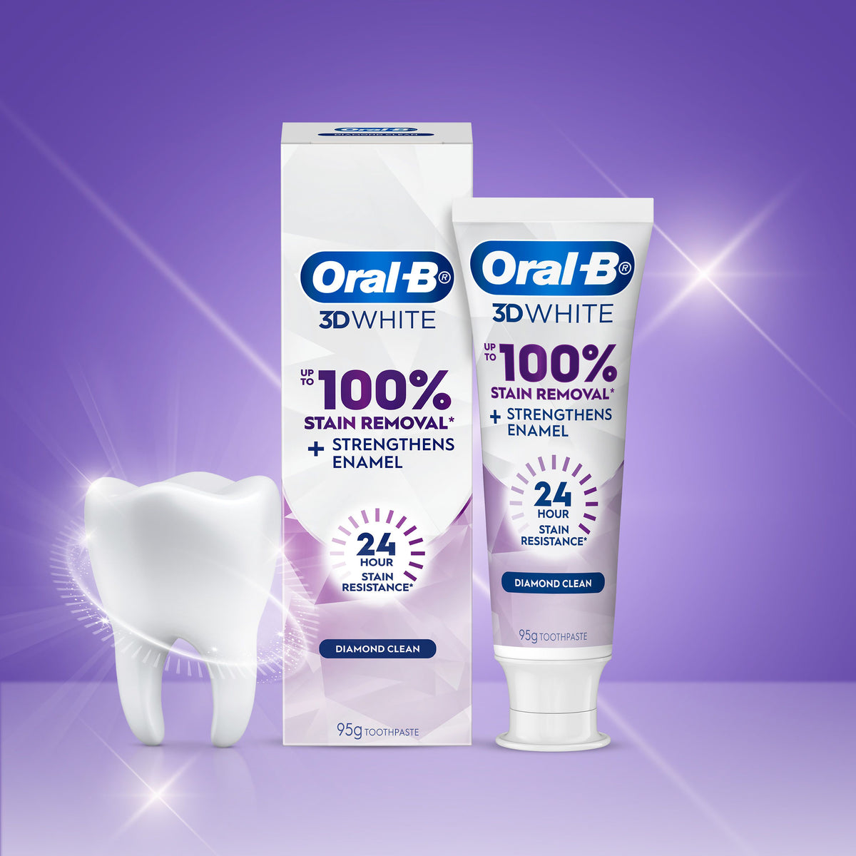 Oral-B 3D White Lasting White Enamel Strong Whitening Toothpaste, 95g