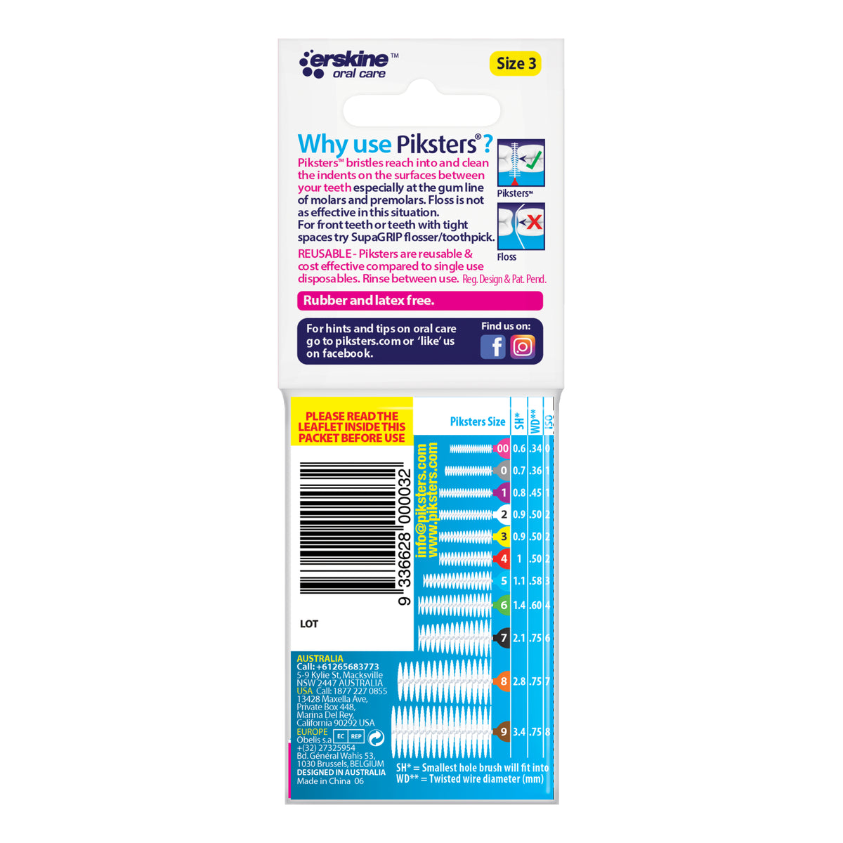 Piksters Interdental Brushes Size 3 Yellow 10pk