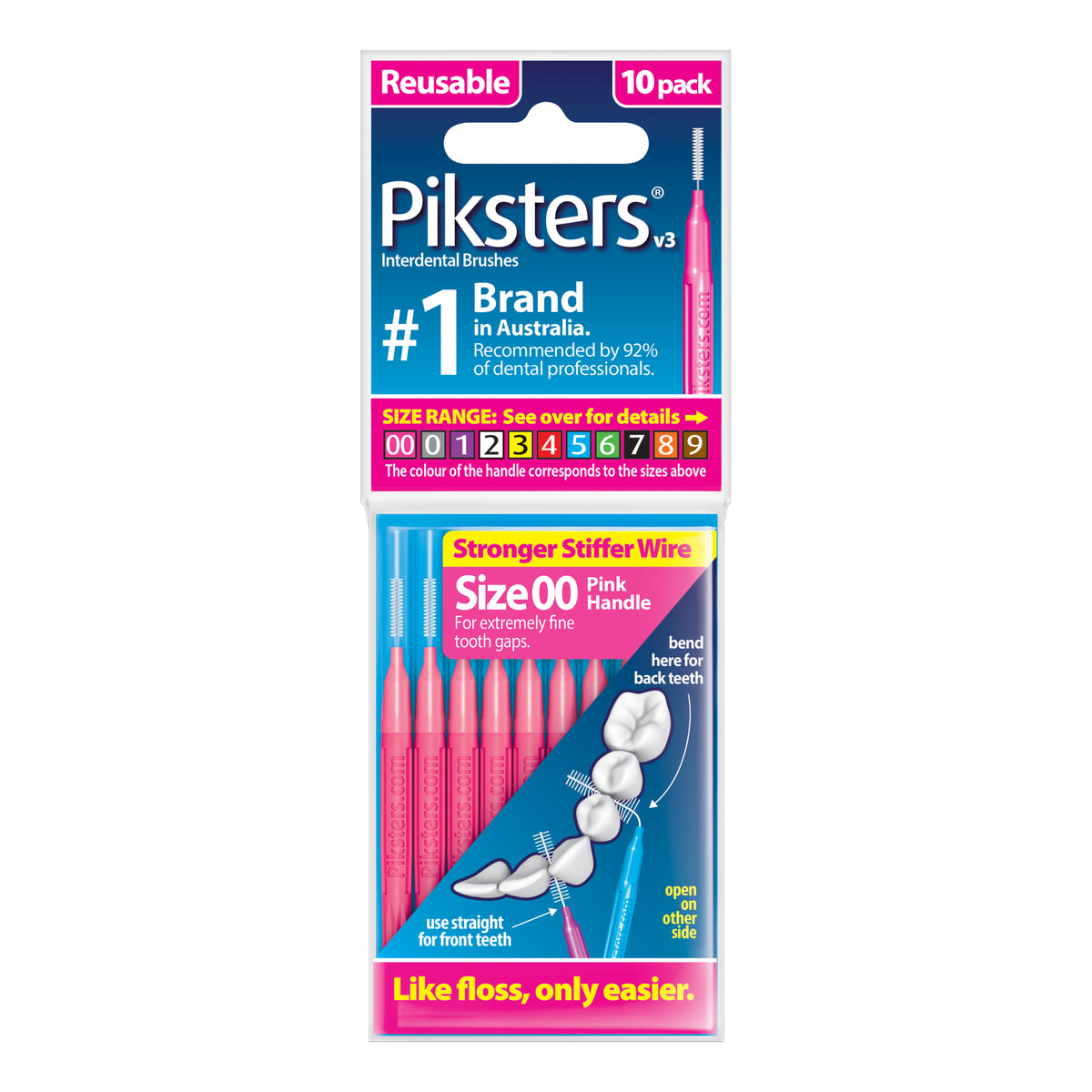 Piksters Interdental Brushes Size 00 Pink 10pk
