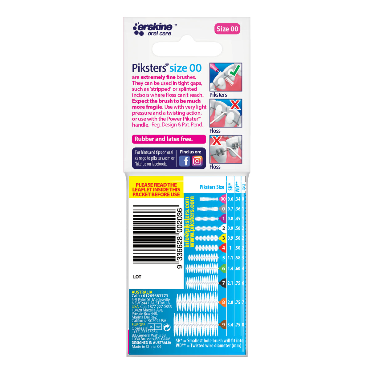 Piksters Interdental Brushes Size 00 Pink 10pk