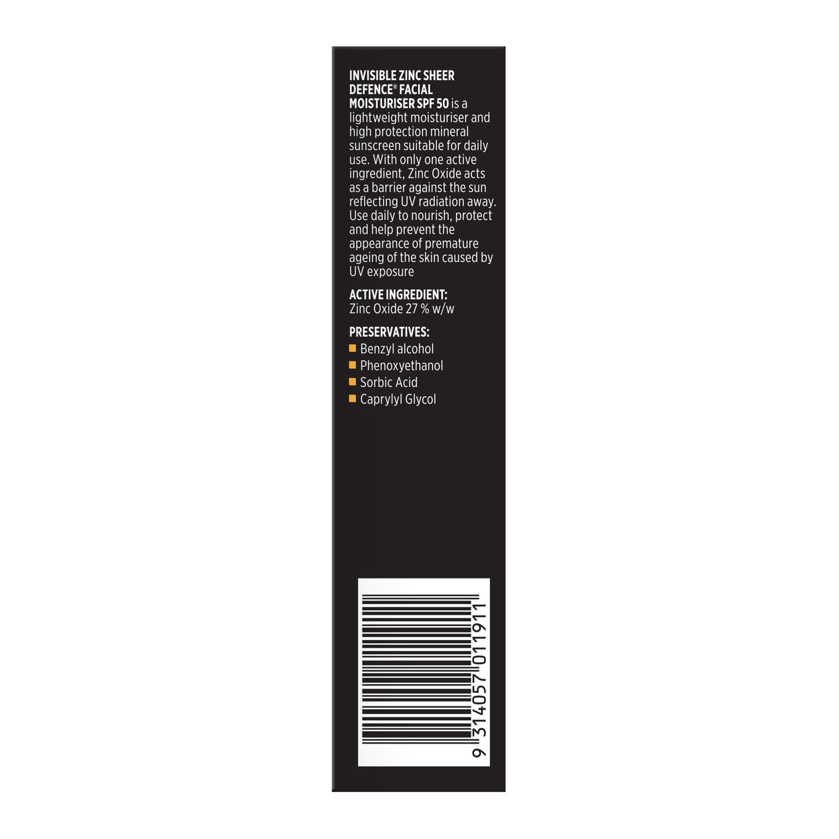 Invisible Zinc Sheer Defence Facial Moisturiser SPF 50 50 g
