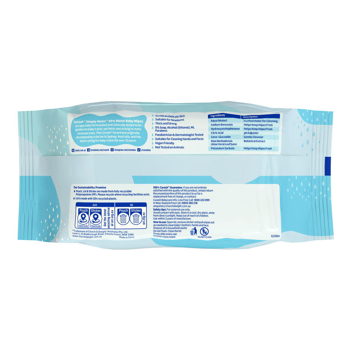 Curash Simply Water Wipes 3x80 Pack
