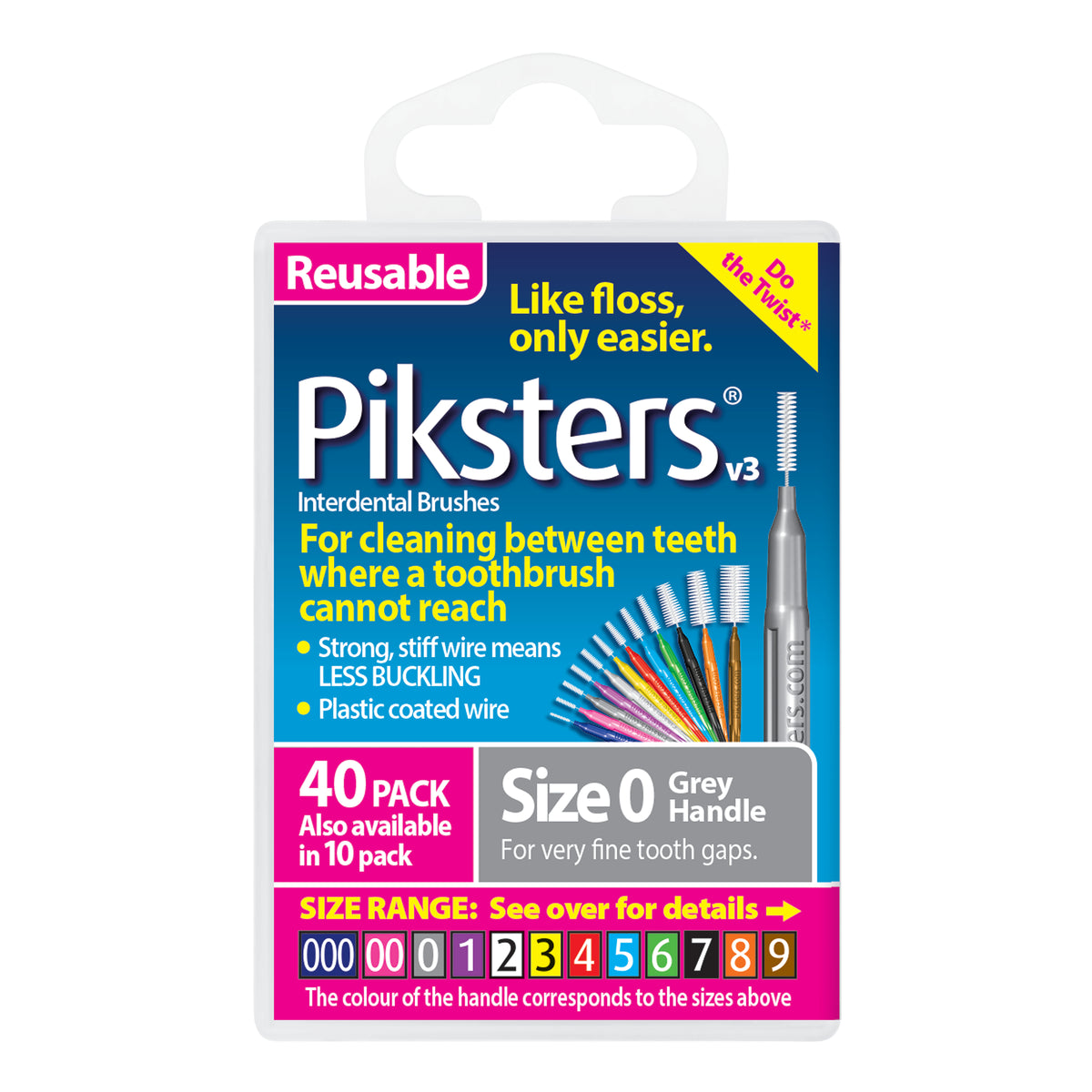 Piksters Interdental Brushes Size 0 Grey 40pk