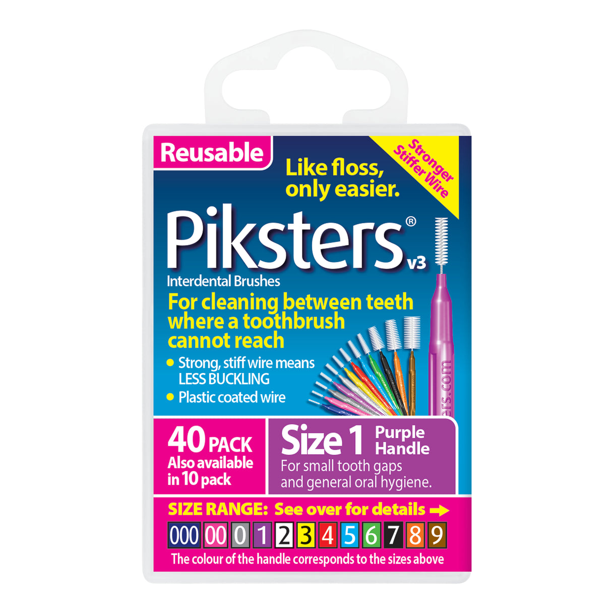 Piksters Interdental Brushes 0.70mm Purple Strt 40