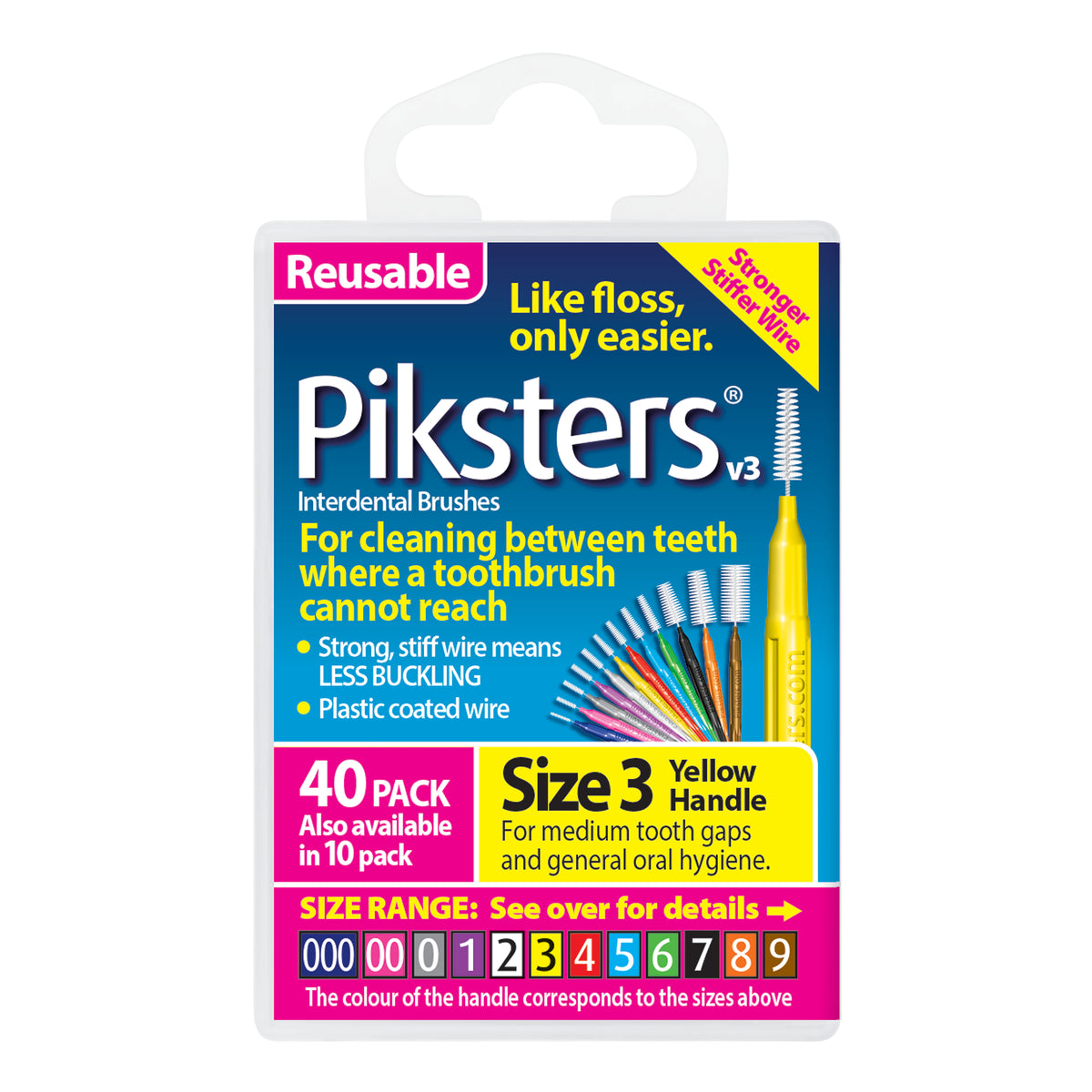 Piksters Interdental Brushes Size 3 Yellow 40pk