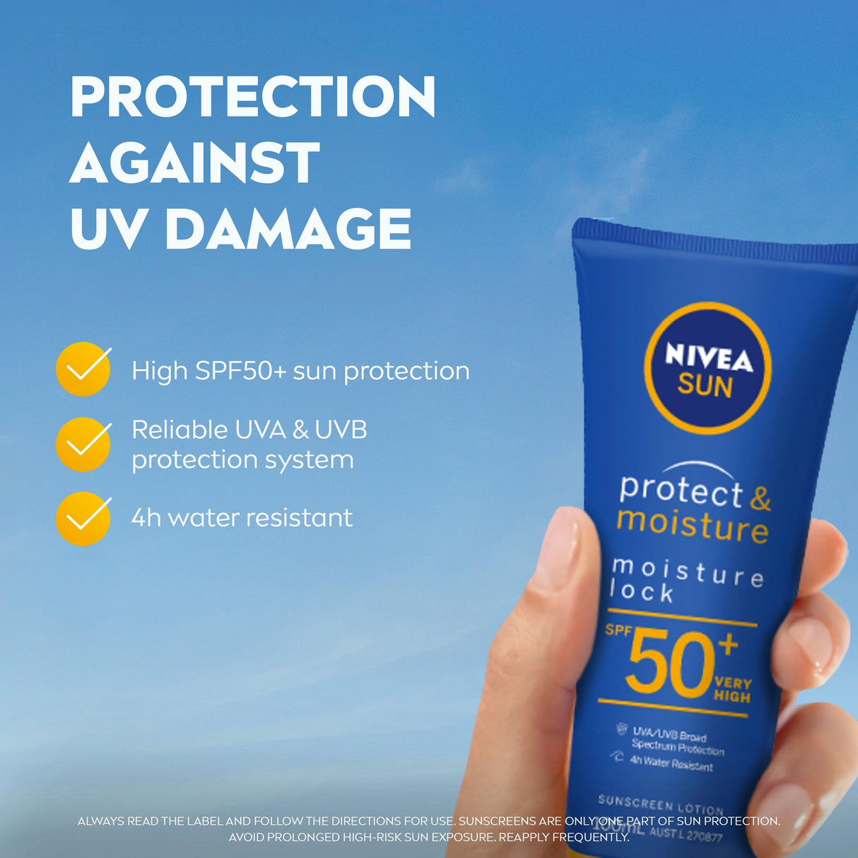 NIVEA Protect & Moisture Moisture Lock SPF 50+ Sunscreen Lotion 100 mL