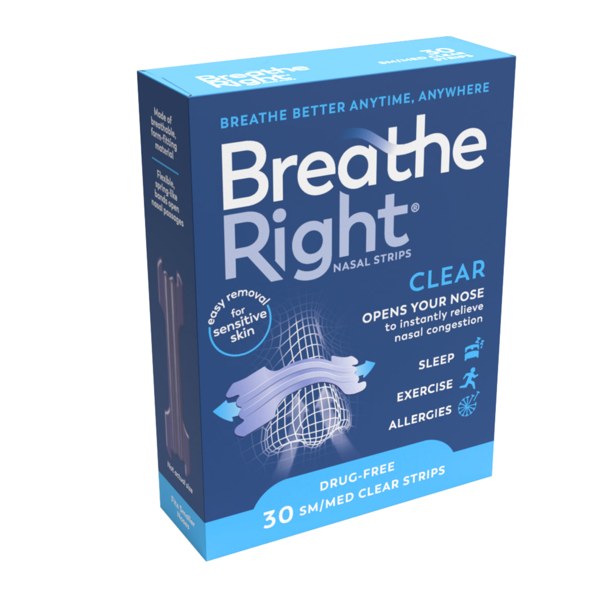 Breathe Right Nasal Strips Clear Small/Medium 30s
