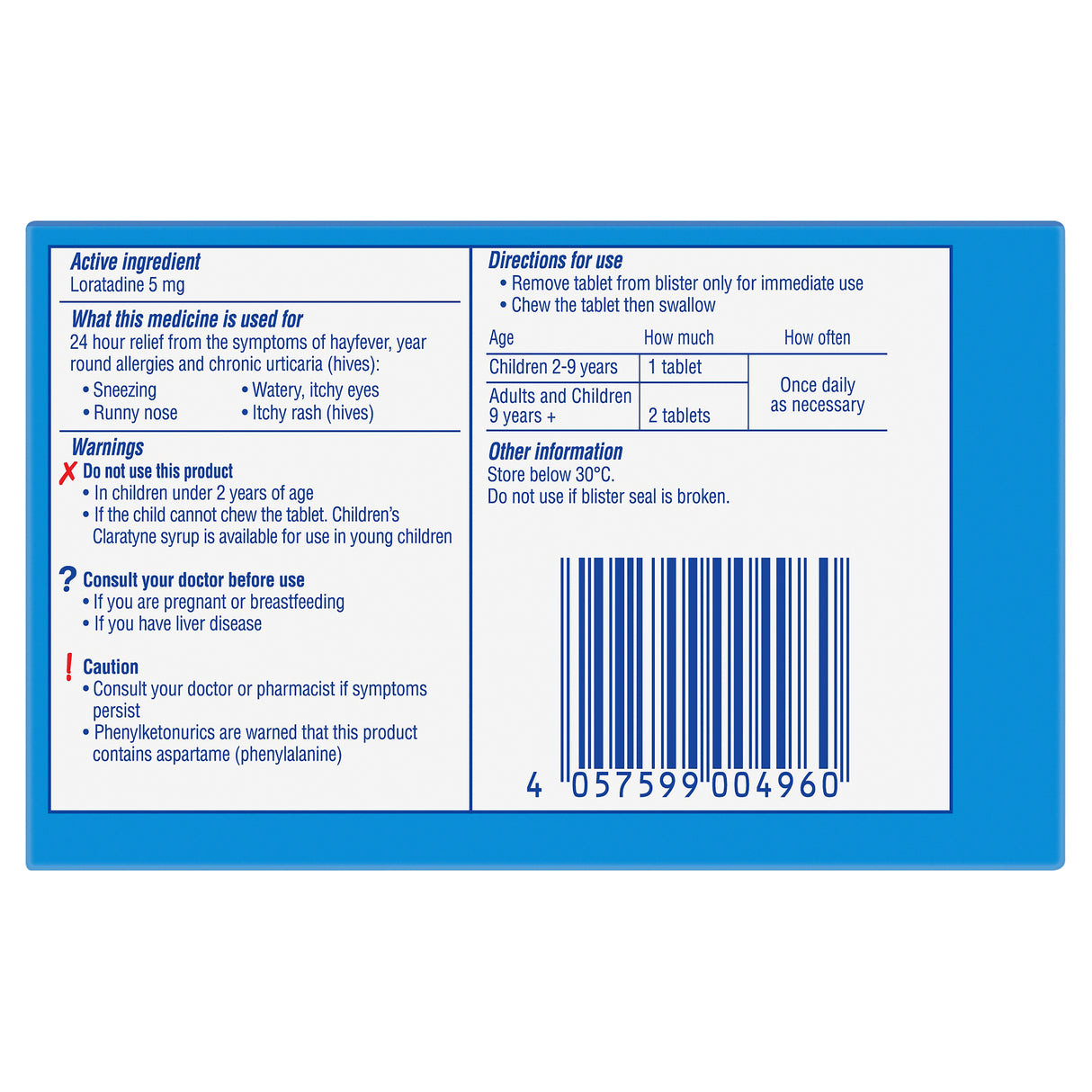 Claratyne Bubblegum Chews 5mg 30s