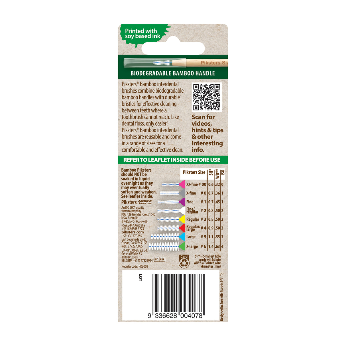 Piksters Interdental Brushes Bamboo Size 2 White 8pk