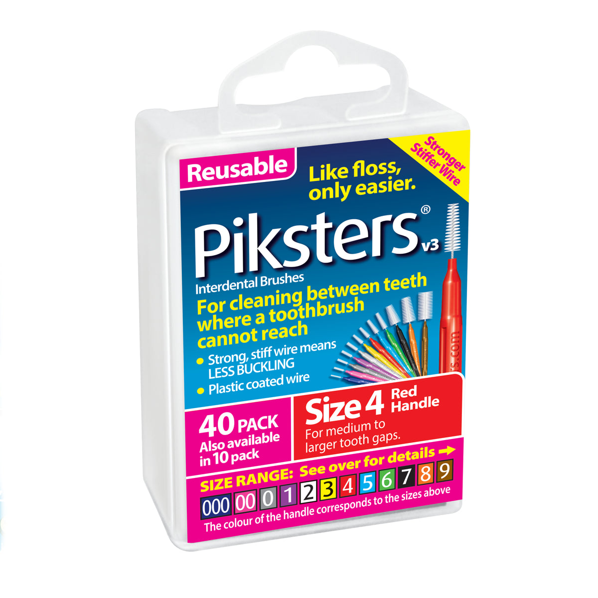 Piksters Interdental Brushes Size 4 Red 40pk