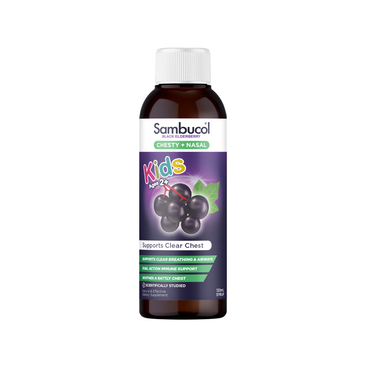Sambucol Black Elderberry Kids Chesty + Nasal Soothing Syrup 120ml