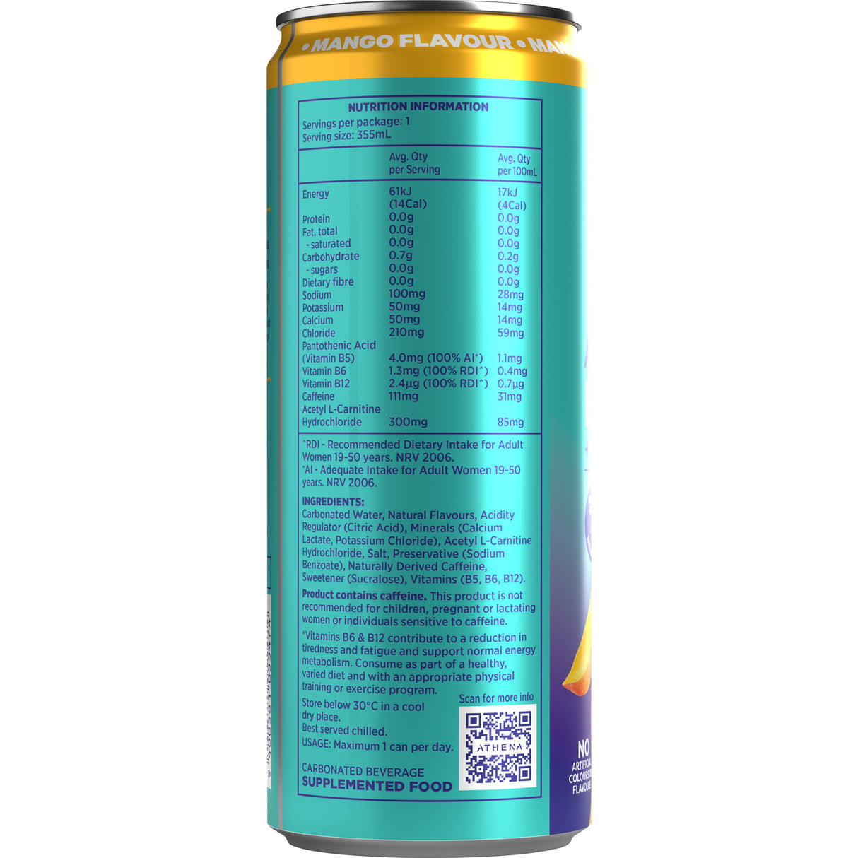 ATHENA Energy + Electrolytes Mango 355ml