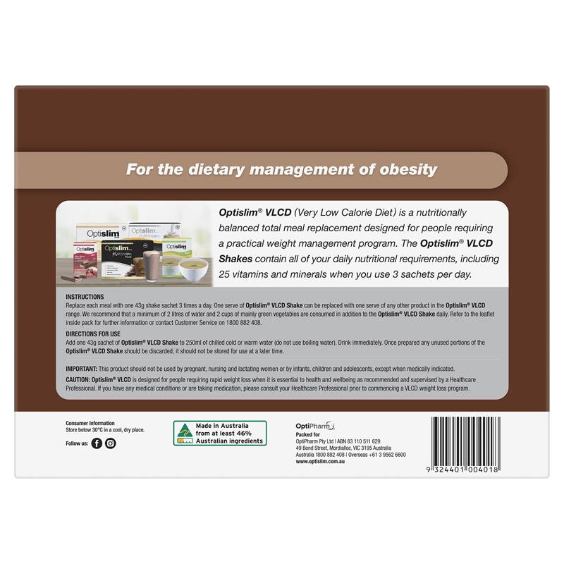 Optislim VLCD Meal Replacement Shake Chocolate 21 x 43g Sachets