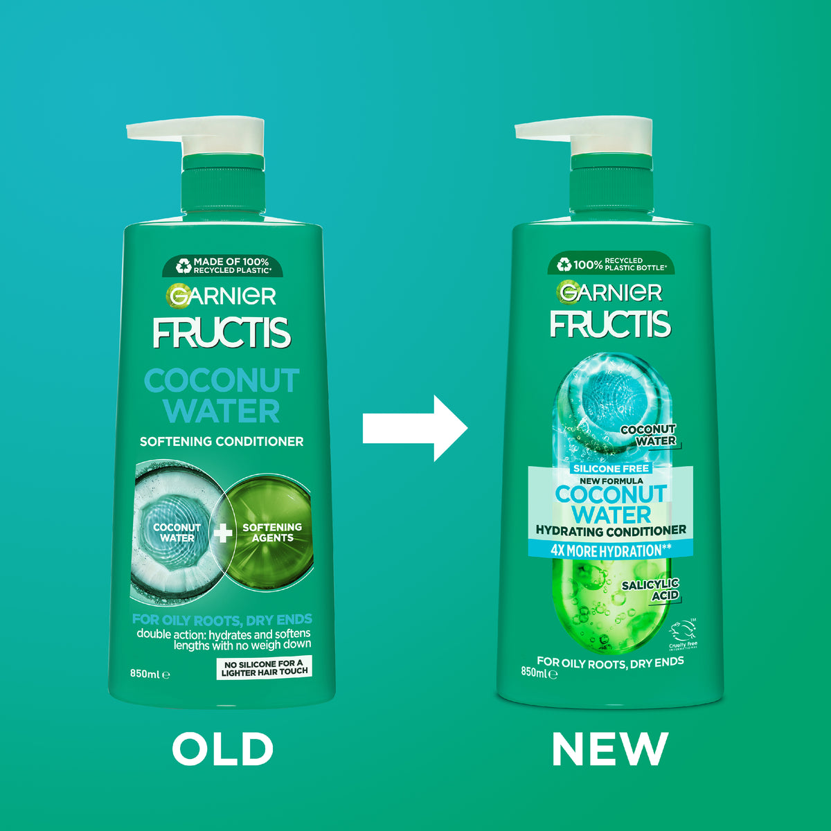 Garnier Fructis Coconut Water Oily Roots Dry Ends Conditioner 850ml