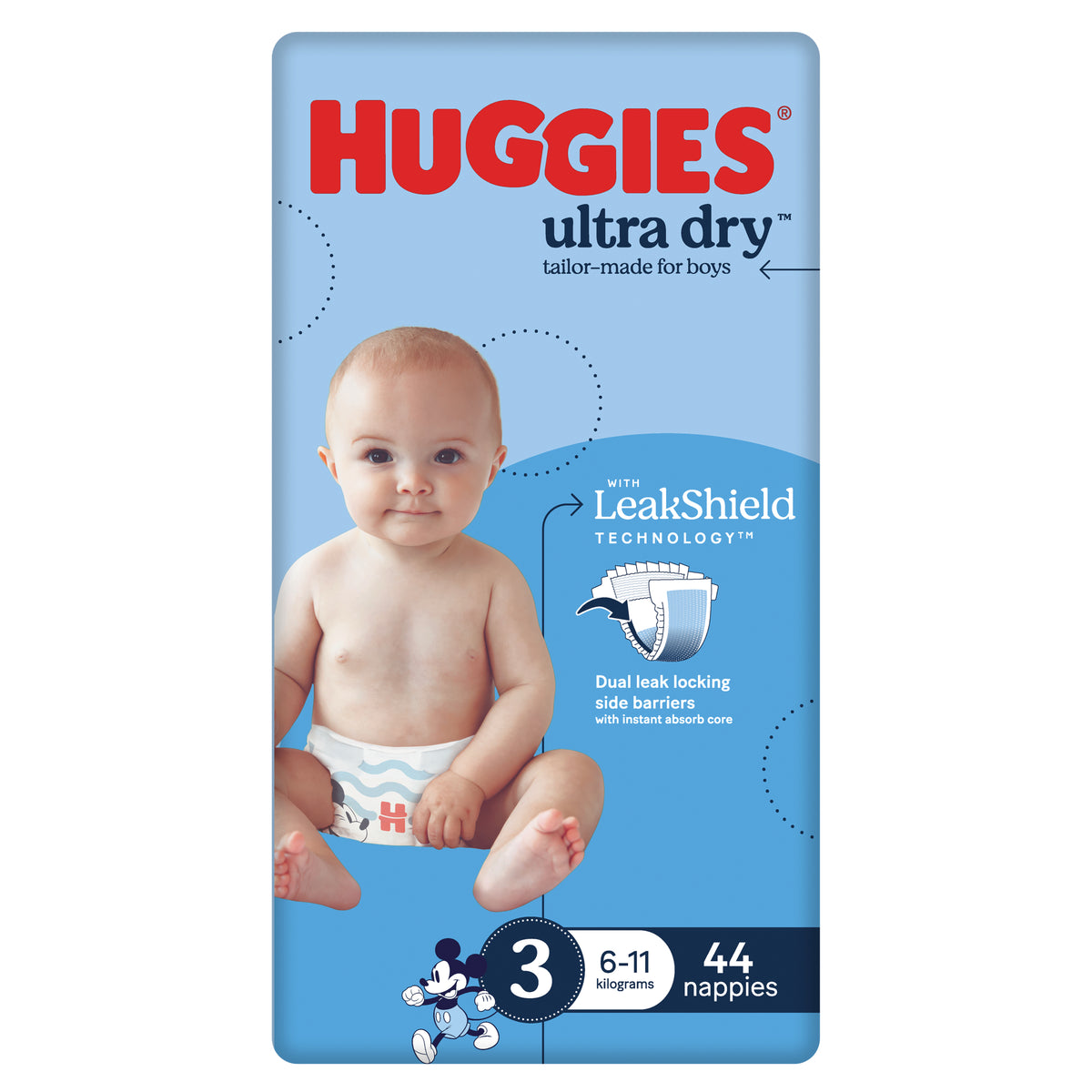 Huggies Nappy Size 3 Boy 44 Pack
