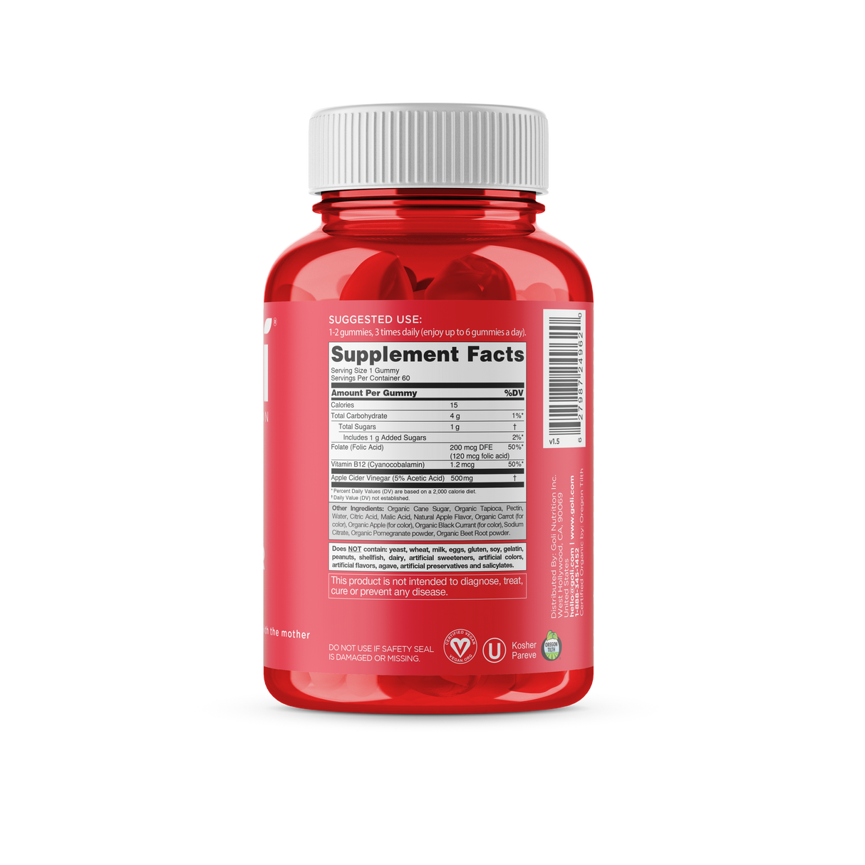 Goli Nutrition Apple Cider Vinegar Gummies 60pc