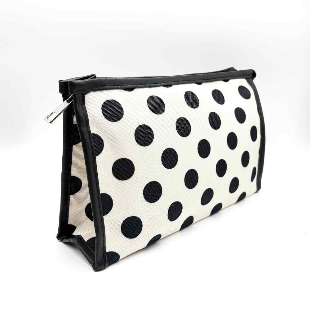 HB&Co Cosmetic Make Up Bag Spots White