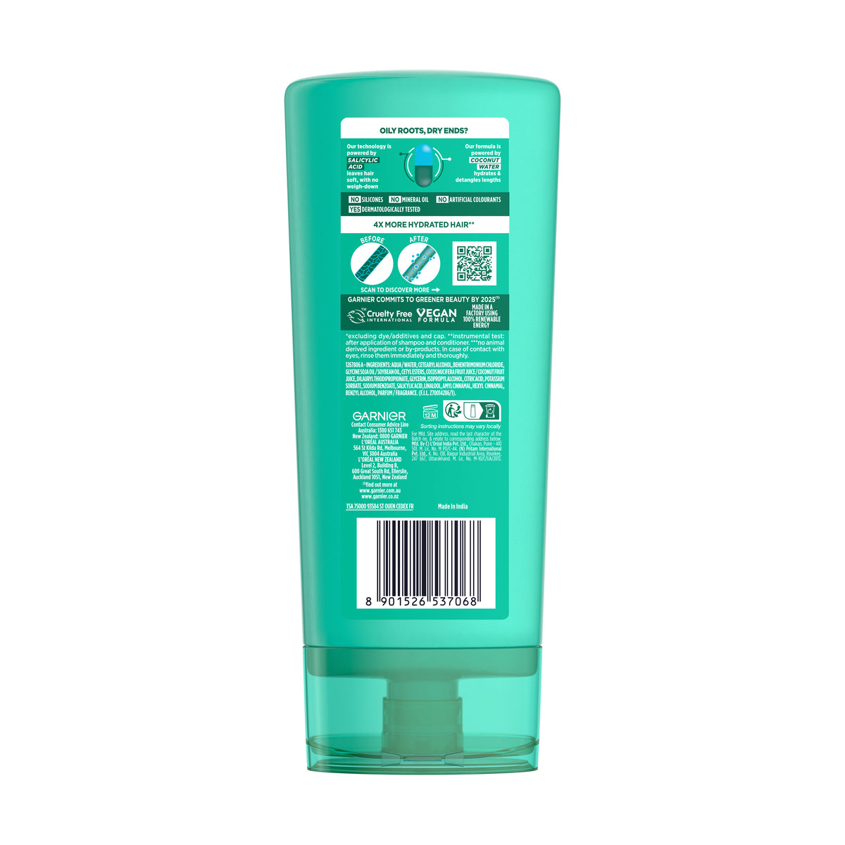 Garnier Fructis Coconut Water Oily Roots Dry Ends Conditioner 315ml