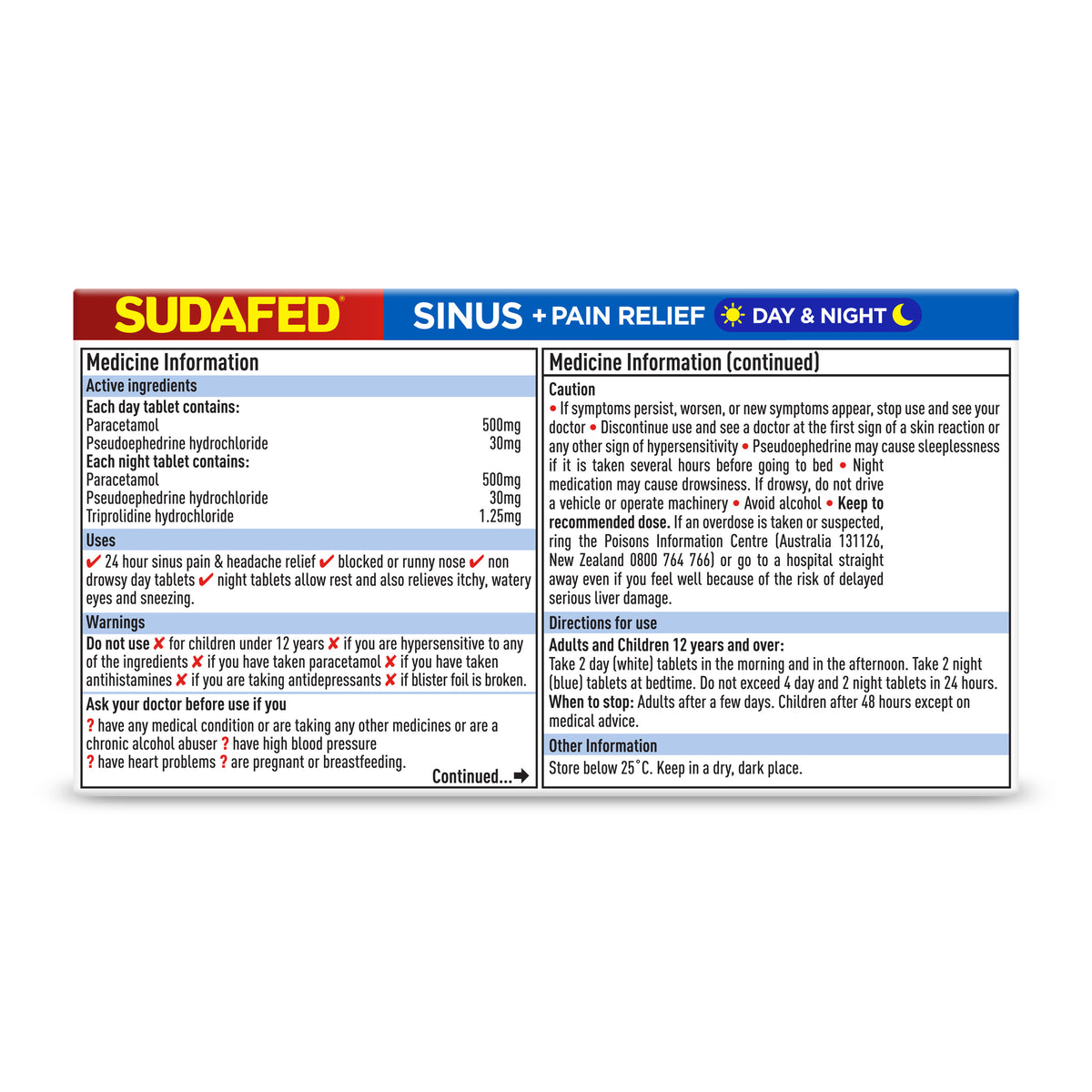 SUDAFED Sinus Pain Day & Night Sinus PE 24 Pack