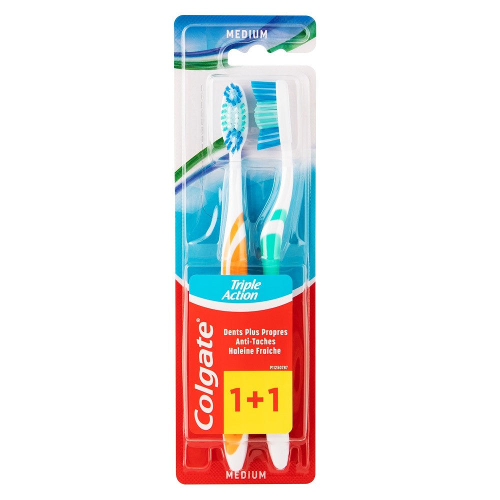 COLGATE Toothbrush Triple Action 2 pack (Medium)