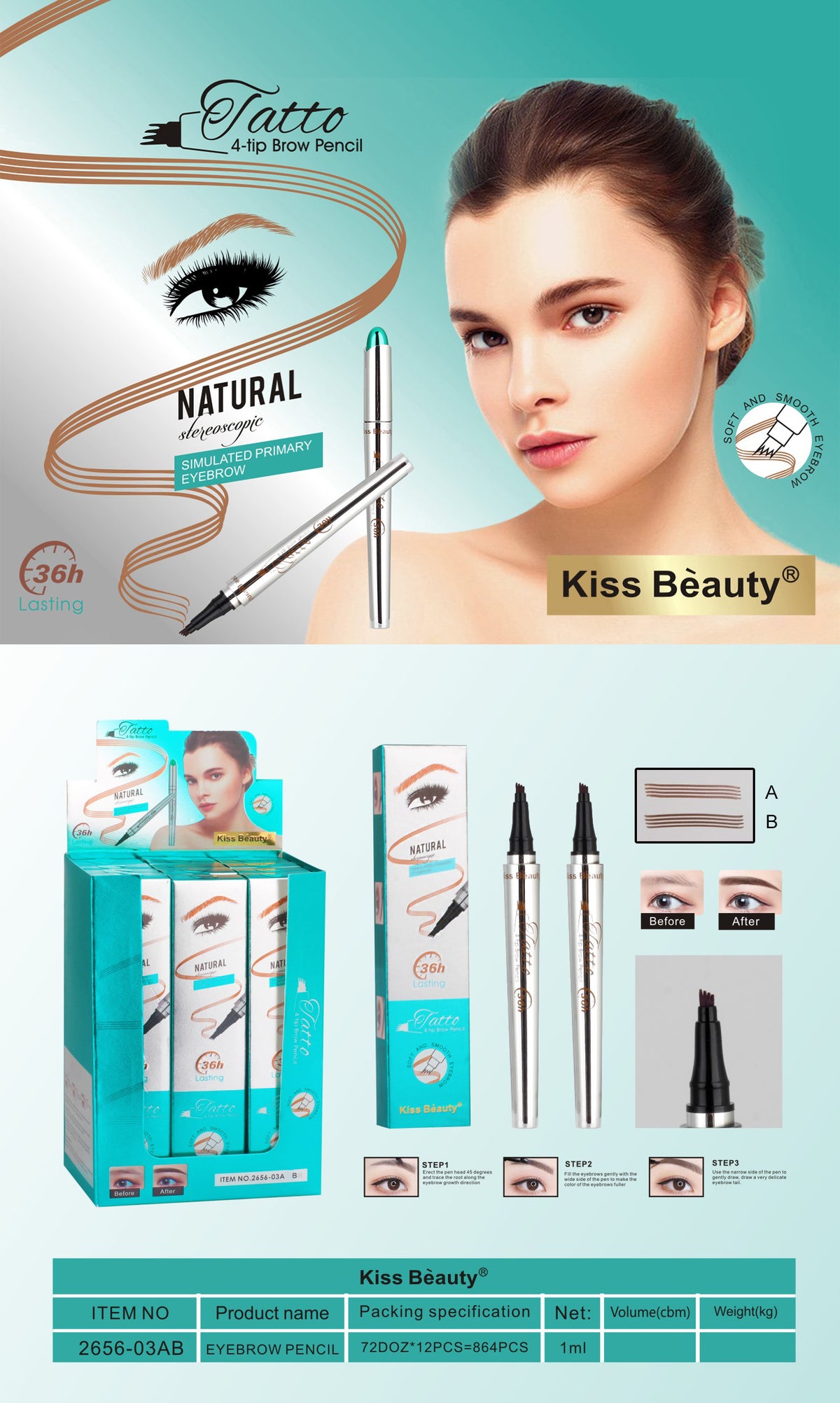 Kiss Beauty Brow Wax Pencil Clear