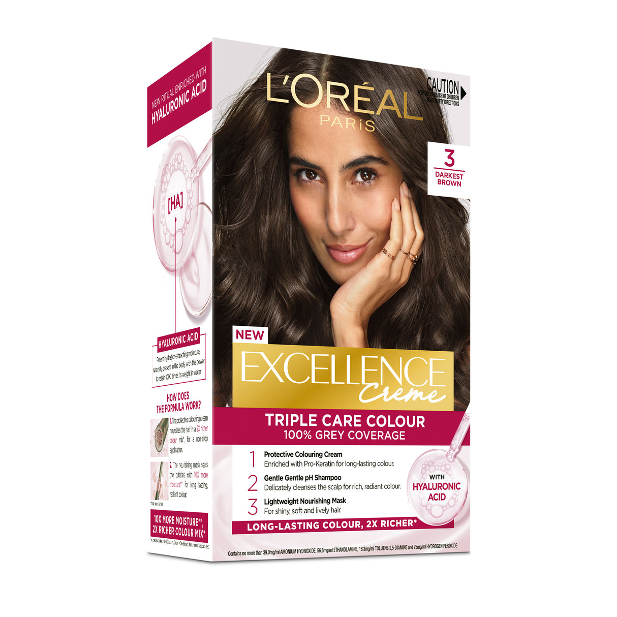 L'Oréal Paris Excellence Crème Permanent Hair Colour - 3 Darkest Brown