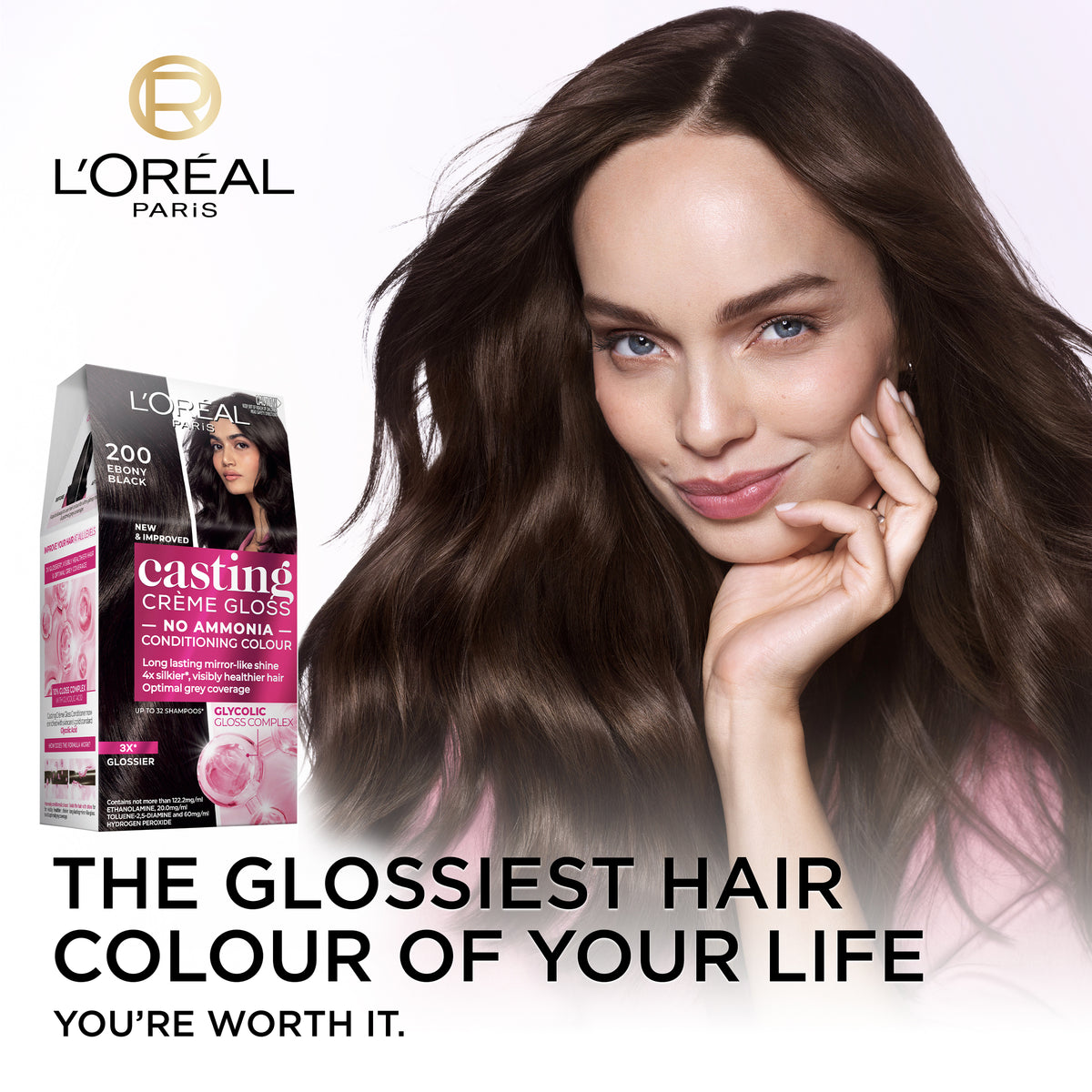 L'Oréal Paris Casting Crème Gloss Semi-Permanent Hair Colour - 200 Ebony Black (Ammonia Free)